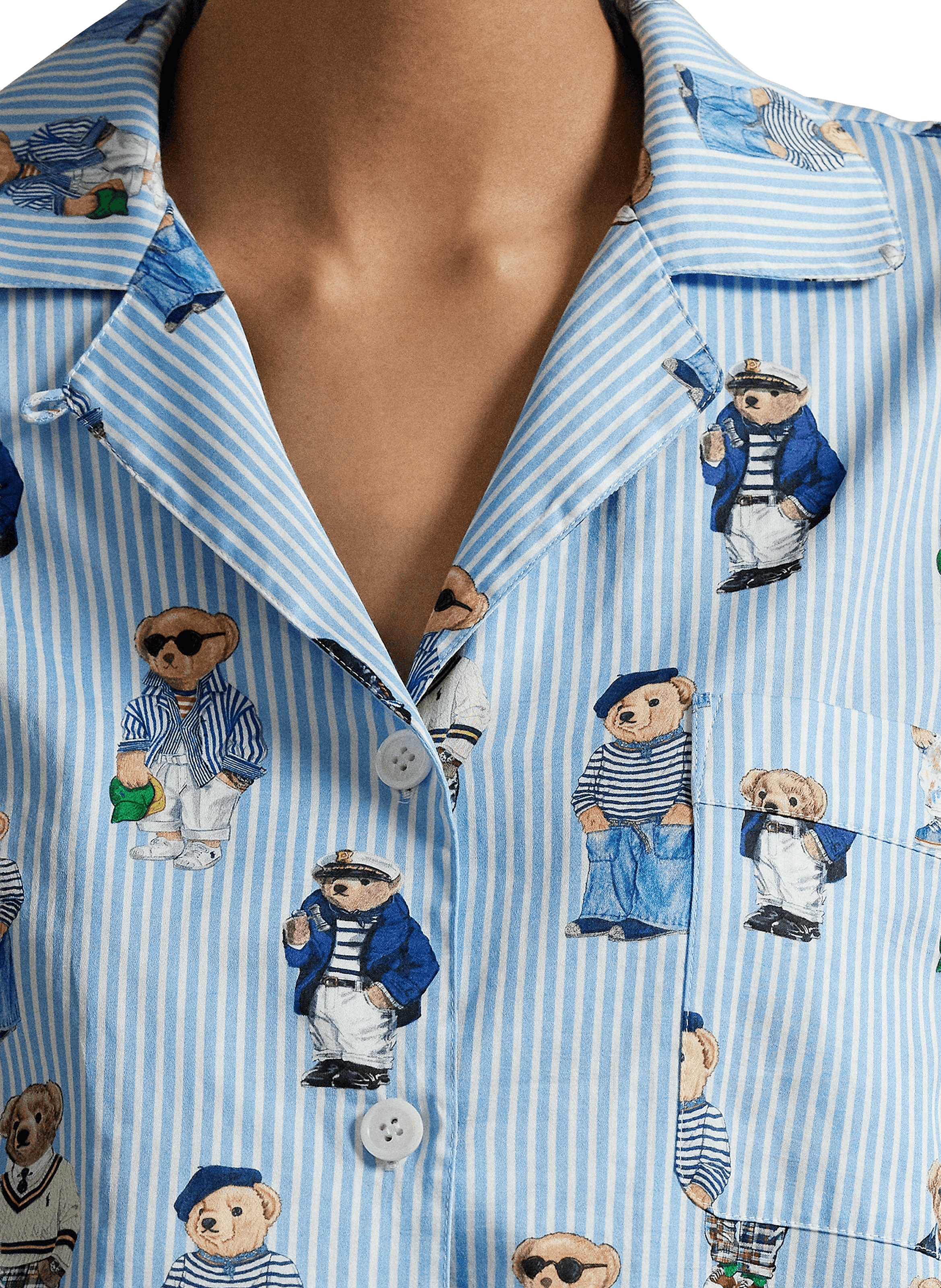Ensemble de pyjama imprimé à rayures en coton POLO RALPH LAUREN Bleu