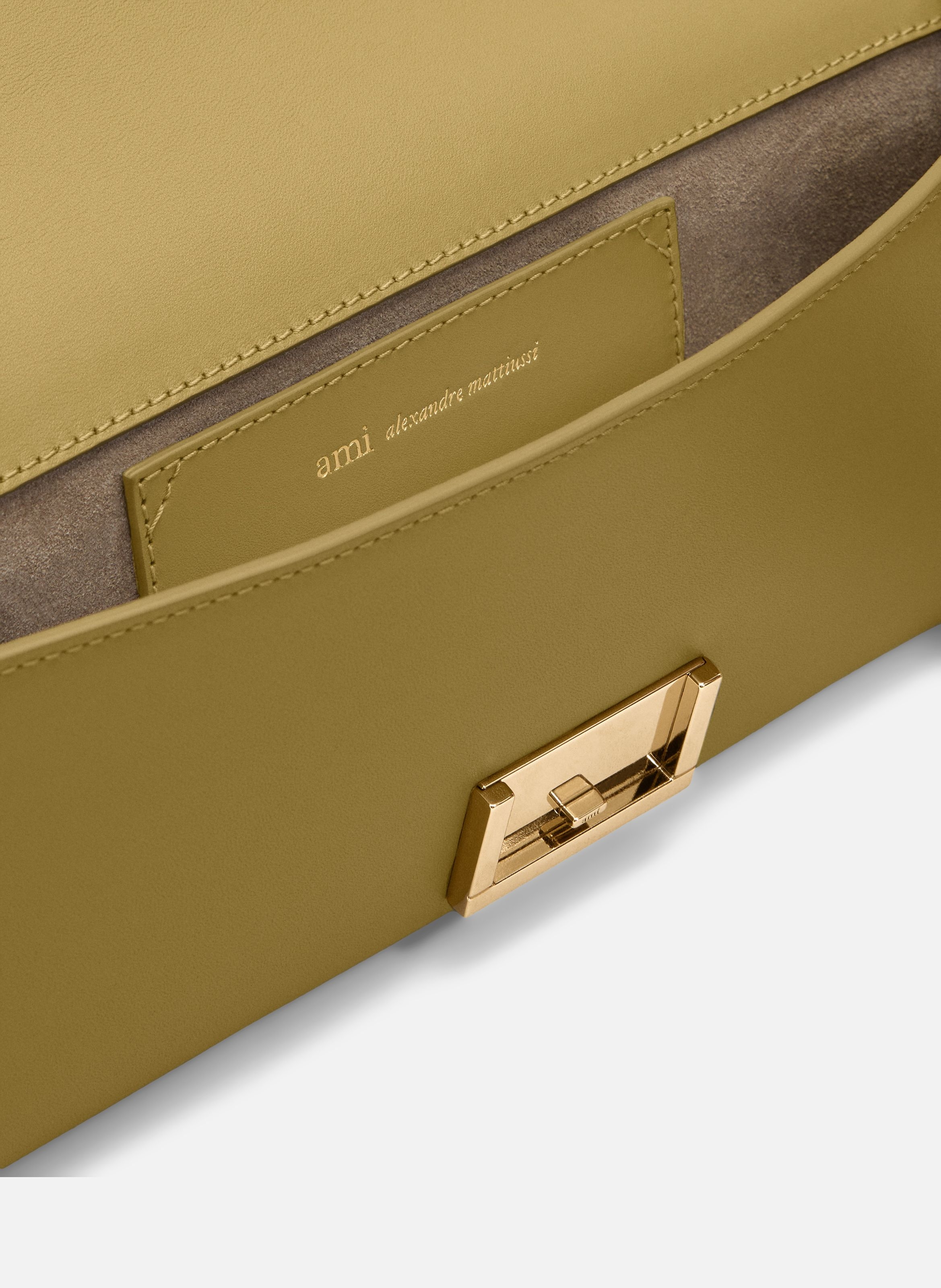 Pochette mimi en cuir lisse unisexe AMI PARIS Vert