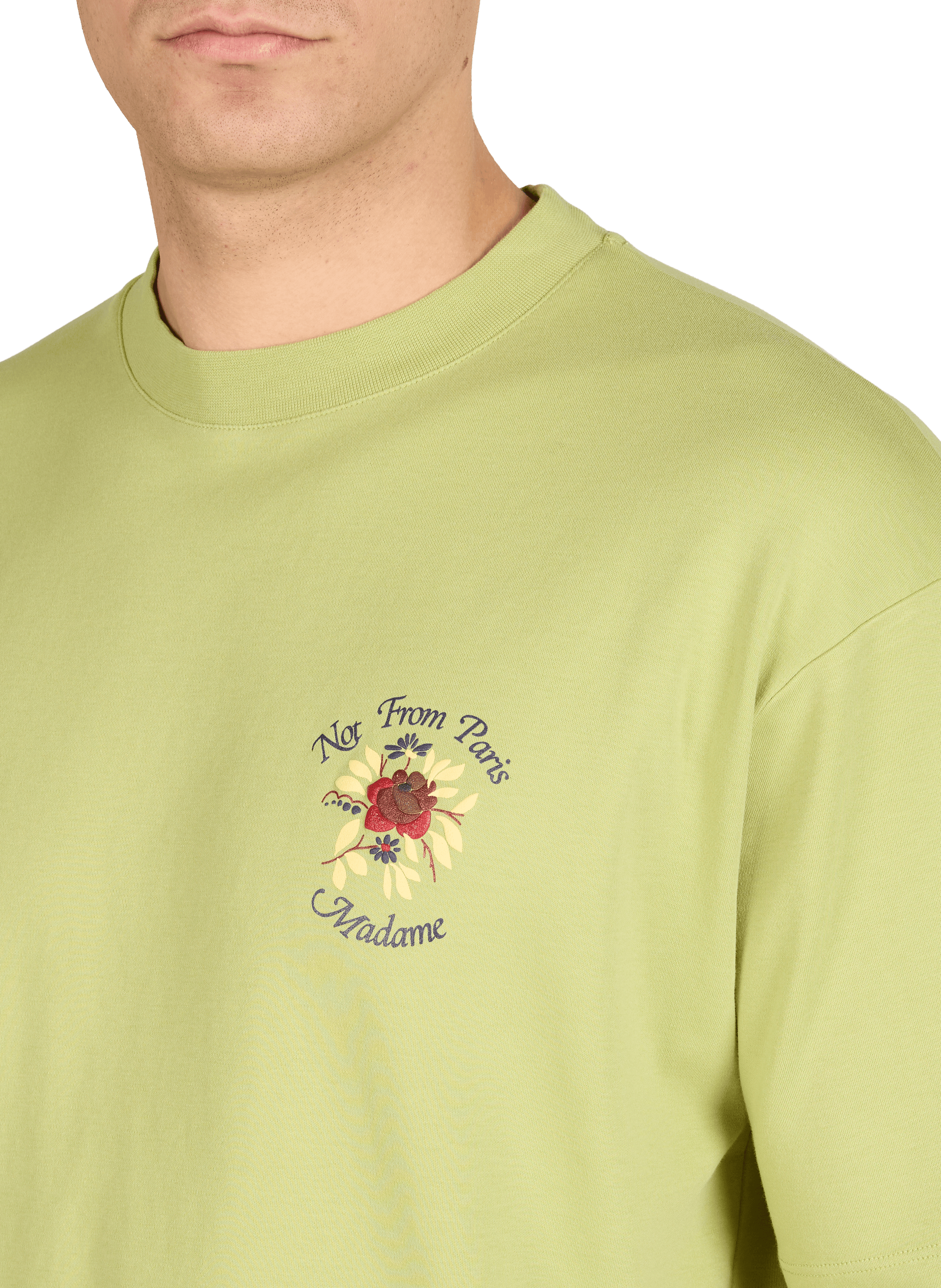 Round neck cotton T-shirt with screen print DROLE DE MONSIEUR Green