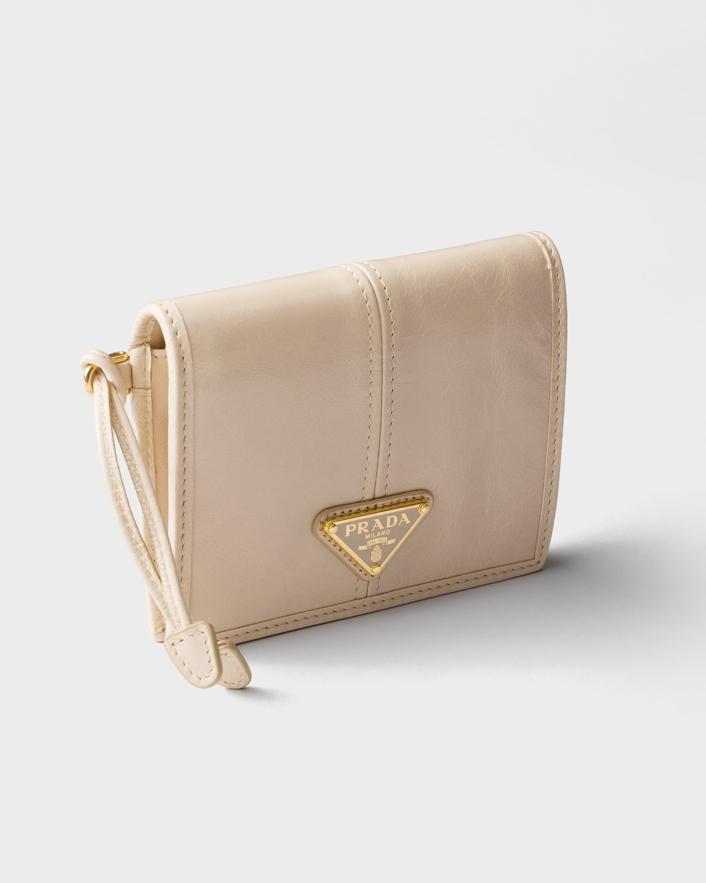 Petit portefeuille en cuir PRADA Beige