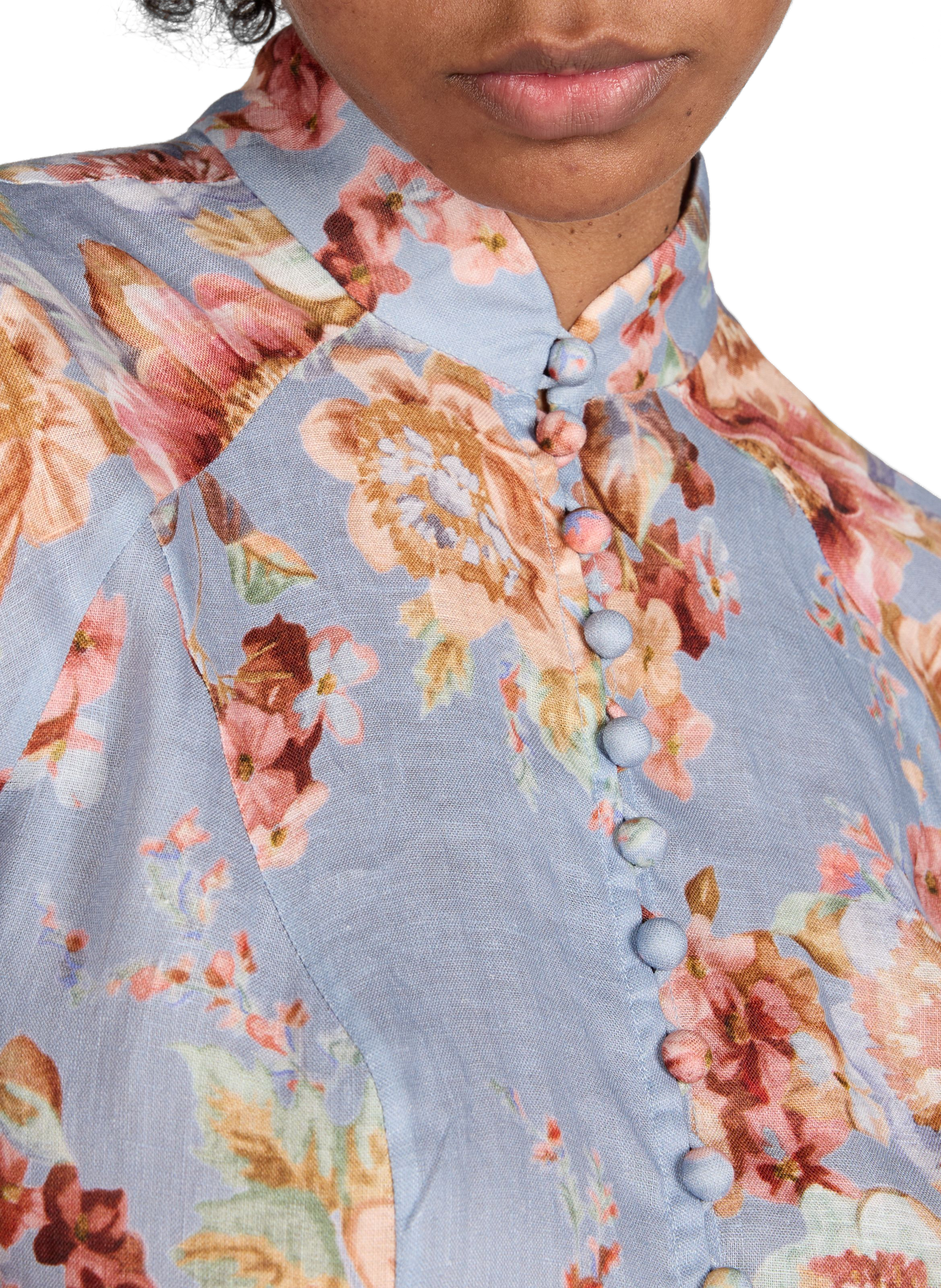 Robe évasée fleurie en lin ZIMMERMANN Multicolore