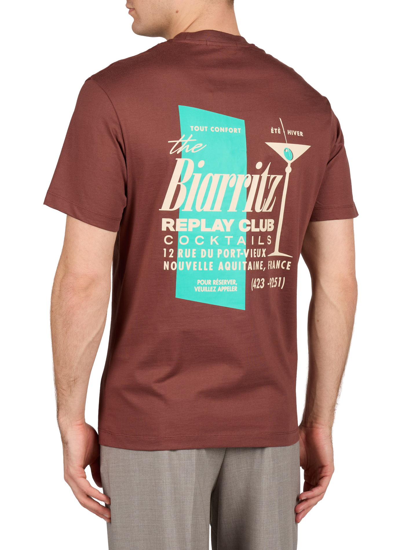 T-shirt manches courtes en coton REPLAY Marron