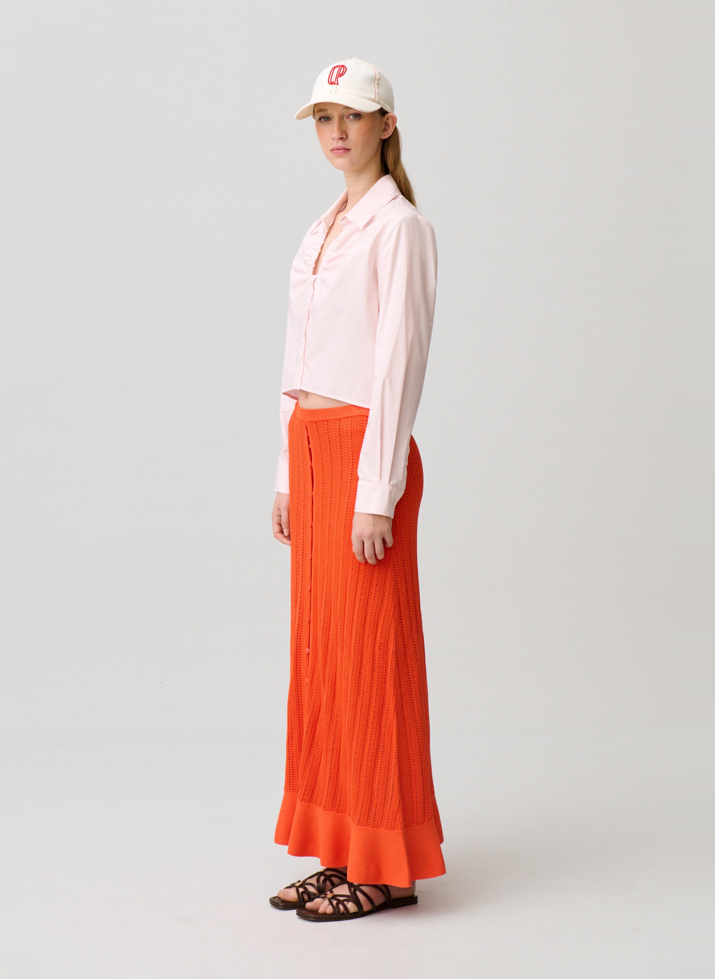 Jupe longue en crochet CLAUDIE PIERLOT Orange