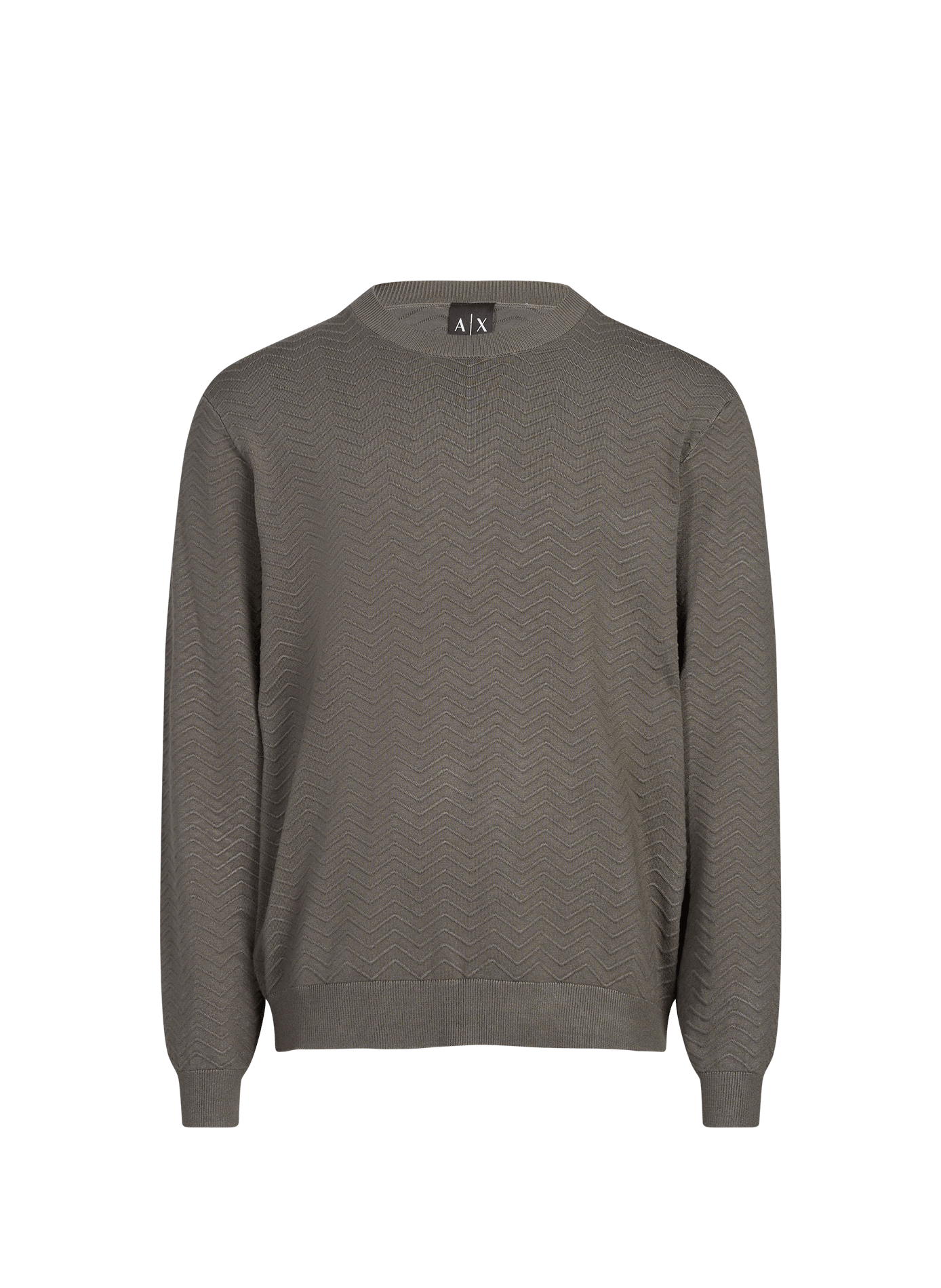 Straight knit sweater in zigzag pattern ARMANI EXCHANGE Khaki