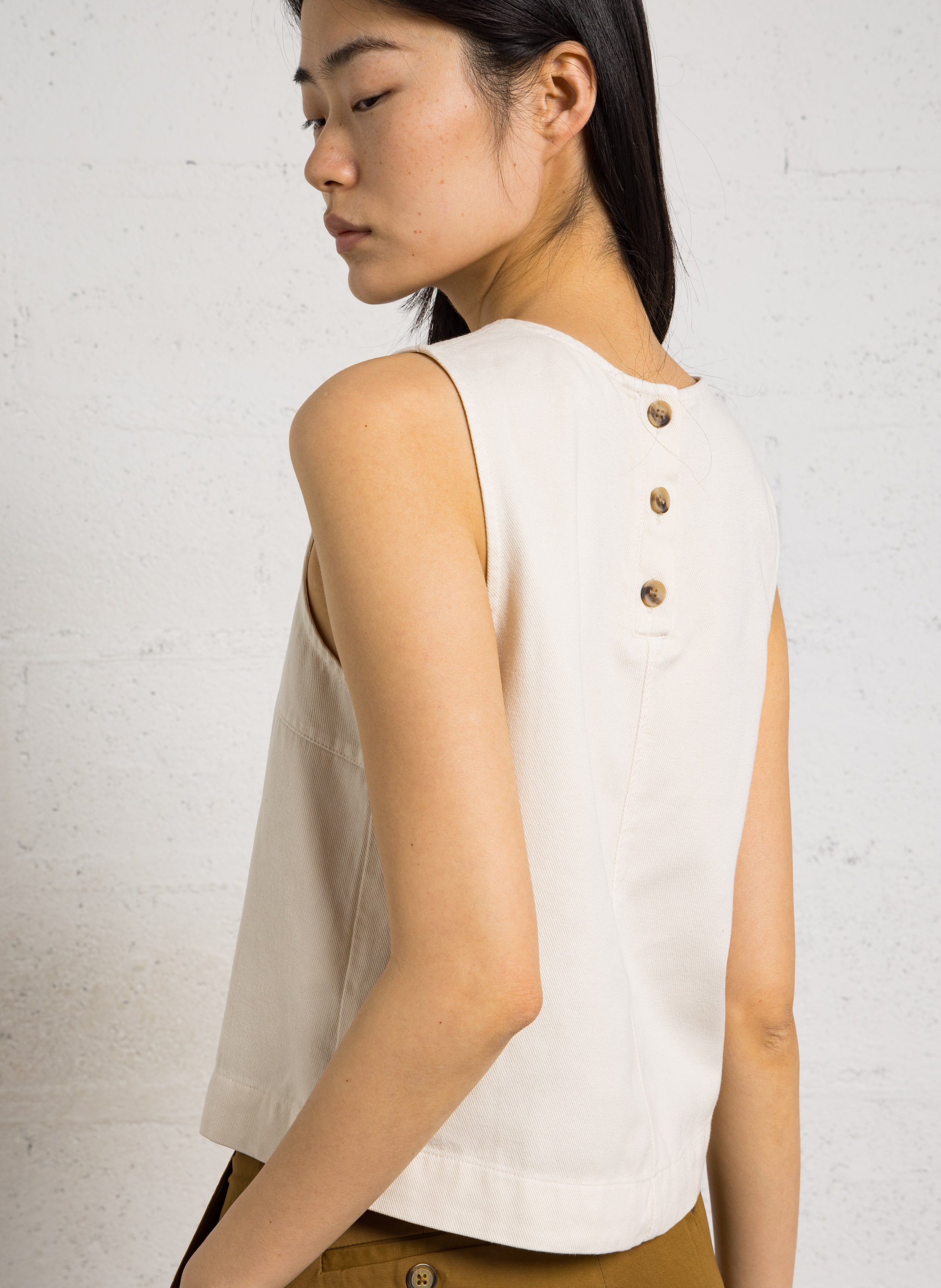 Top sans manches court col rond denver MAISON 123 Beige