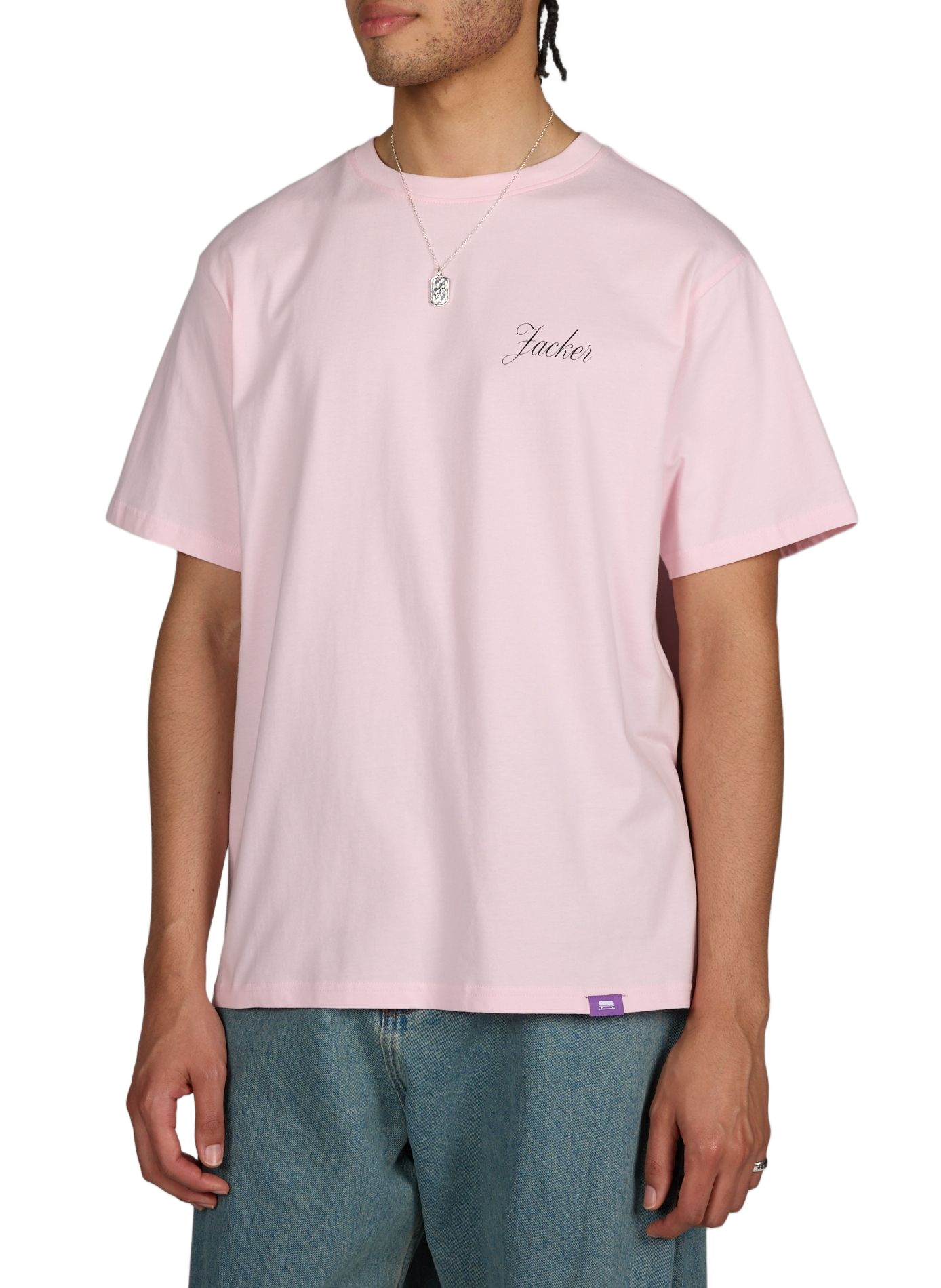 Maglietta stampata diritta in cotone JACKER. Rosa