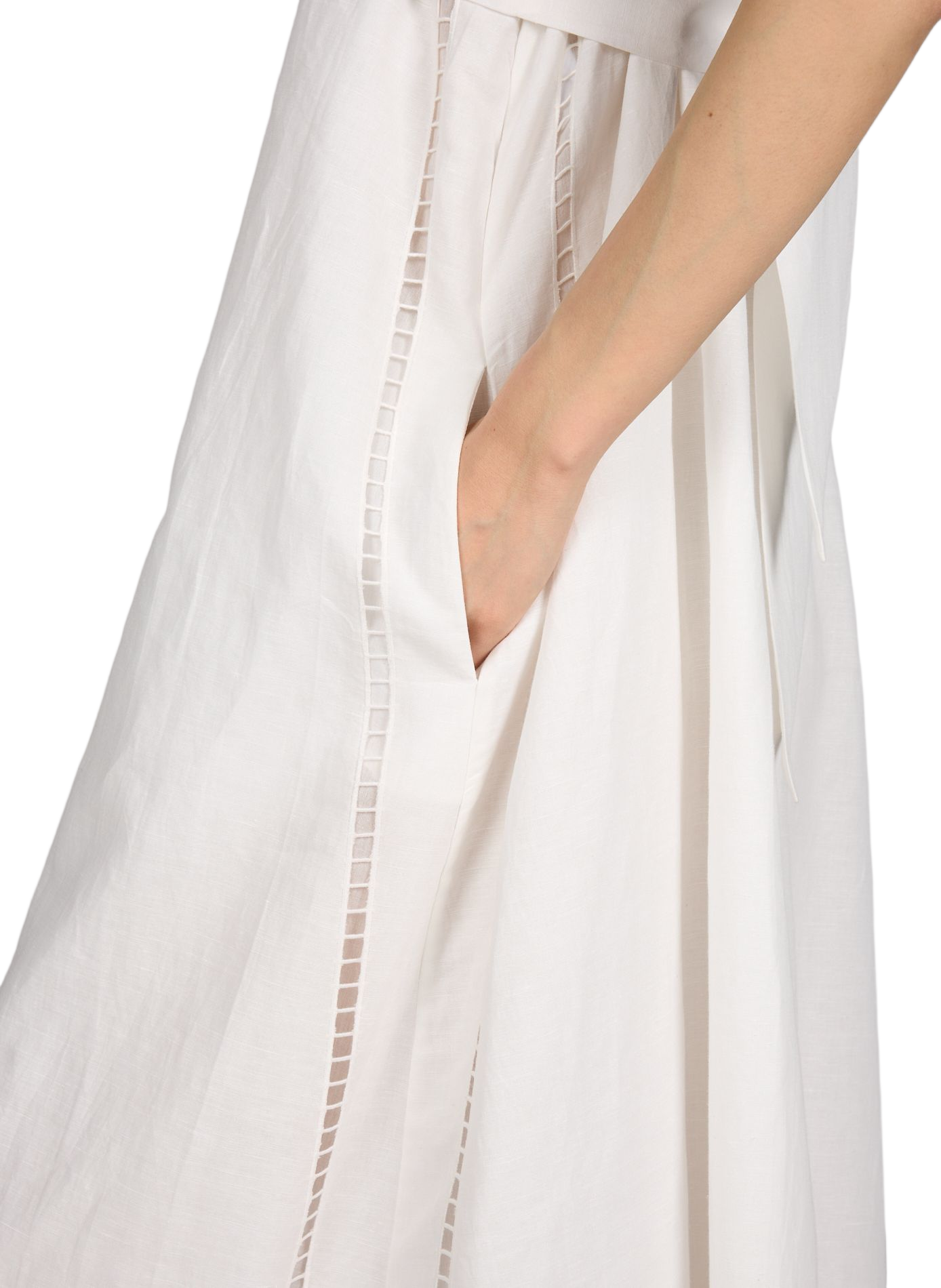 Robe longue sans manches à broderies TELA Blanc