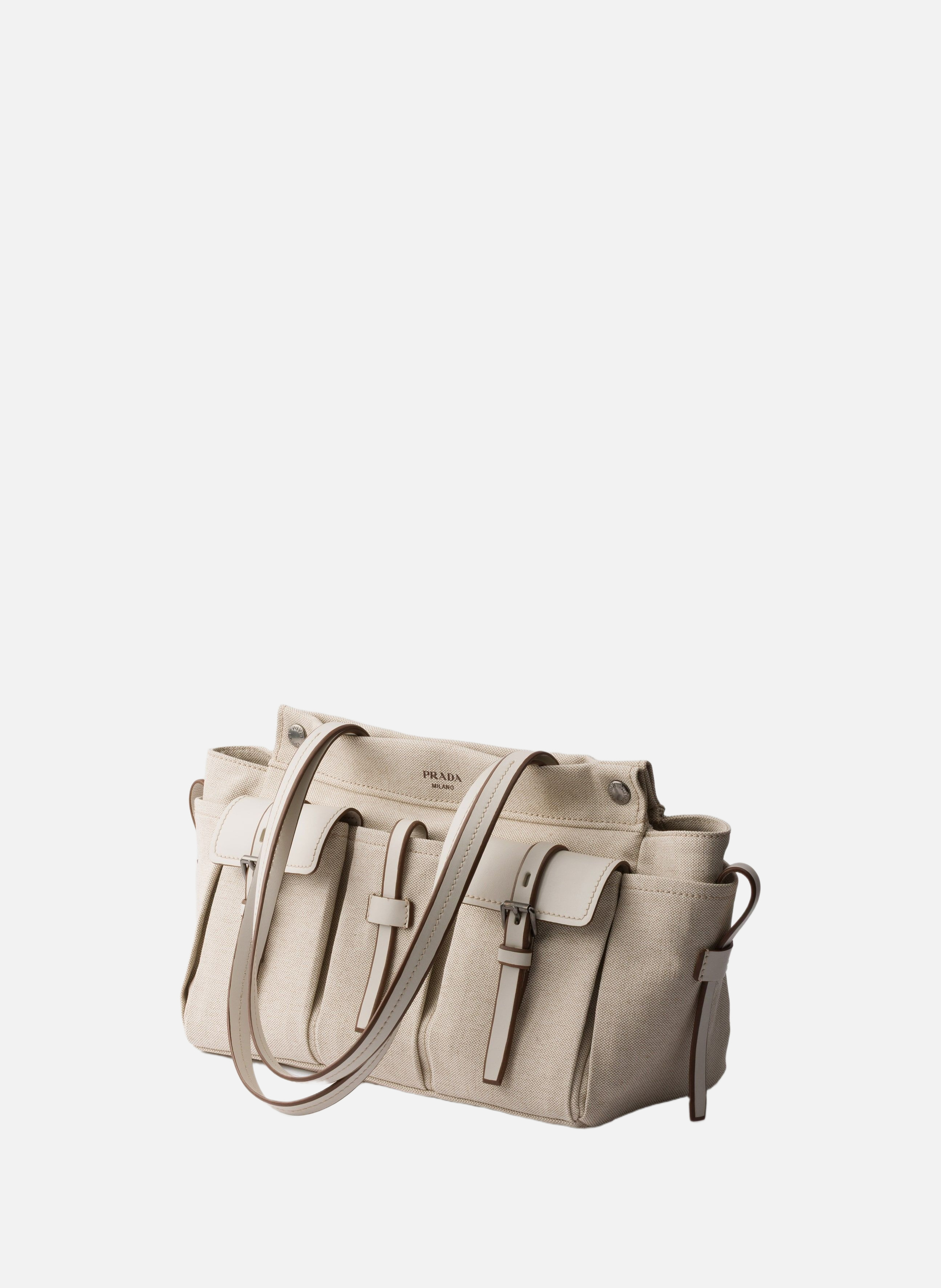 Cabas prada route en toile et cuir PRADA Beige