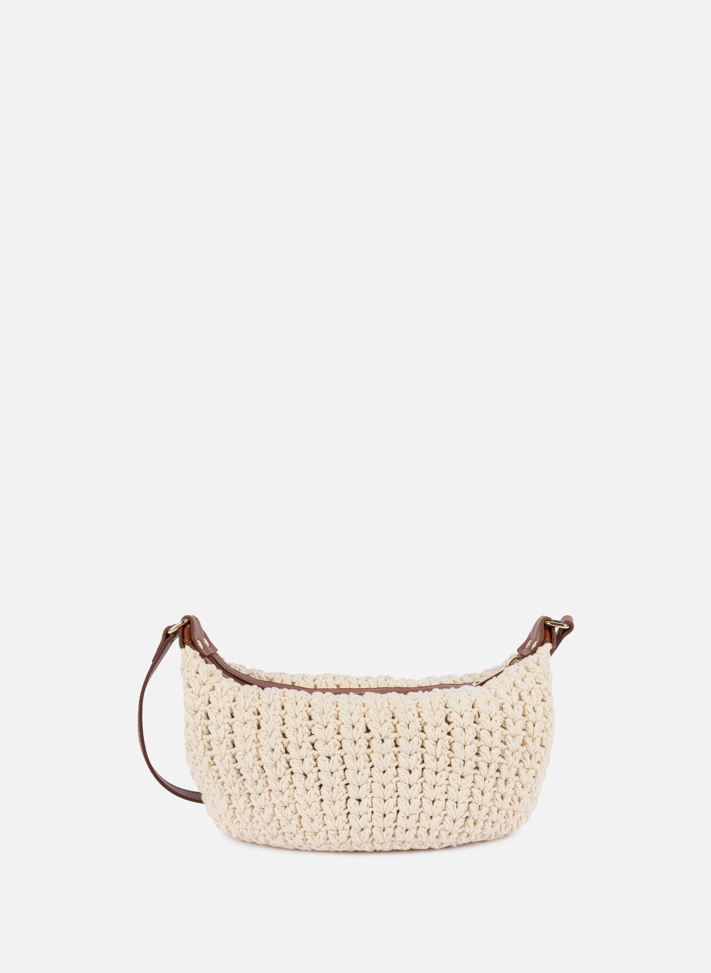 Petit sac besace - tressé coton LANCASTER Marron