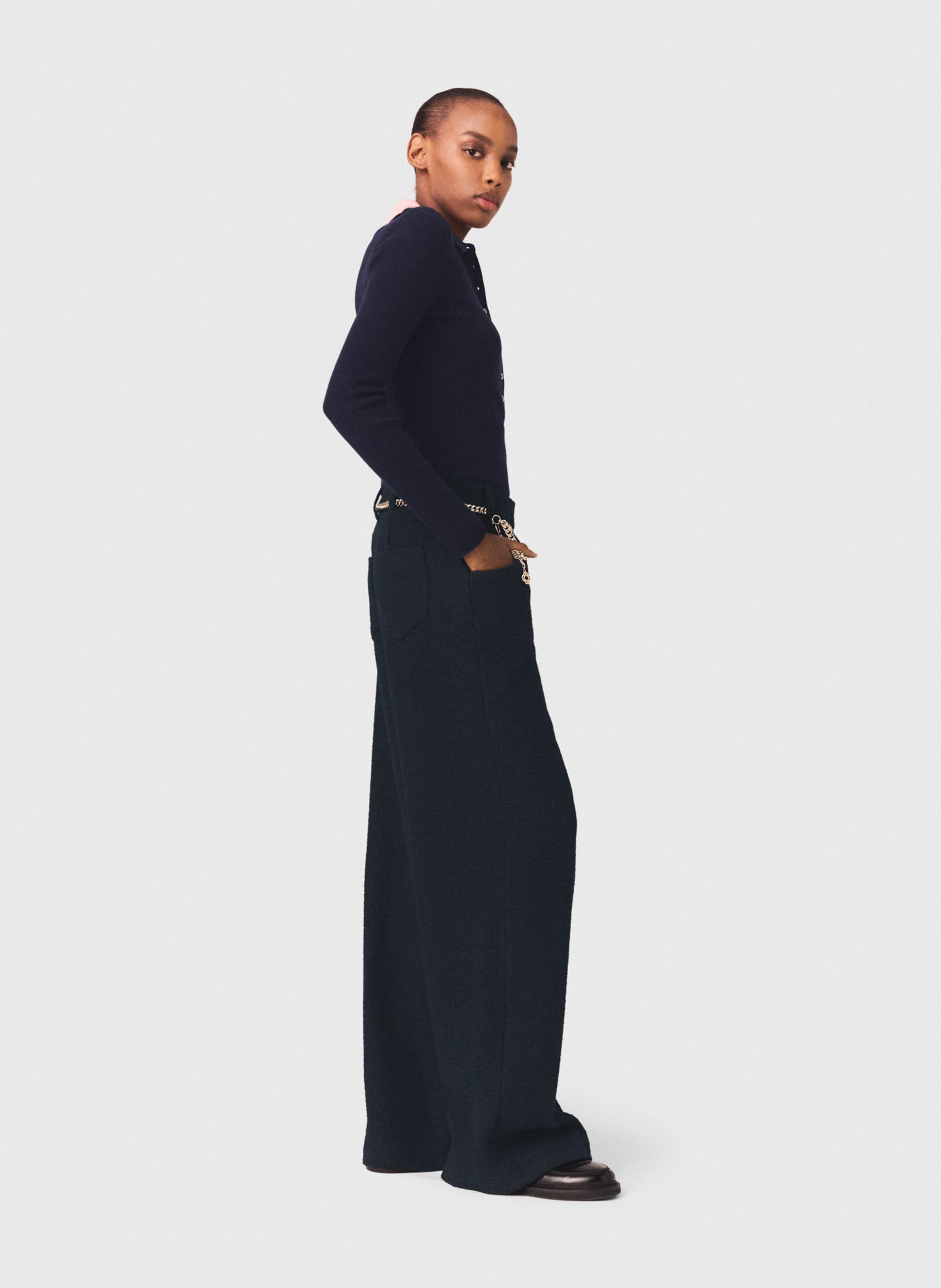 Pantalon large MAJE Bleu