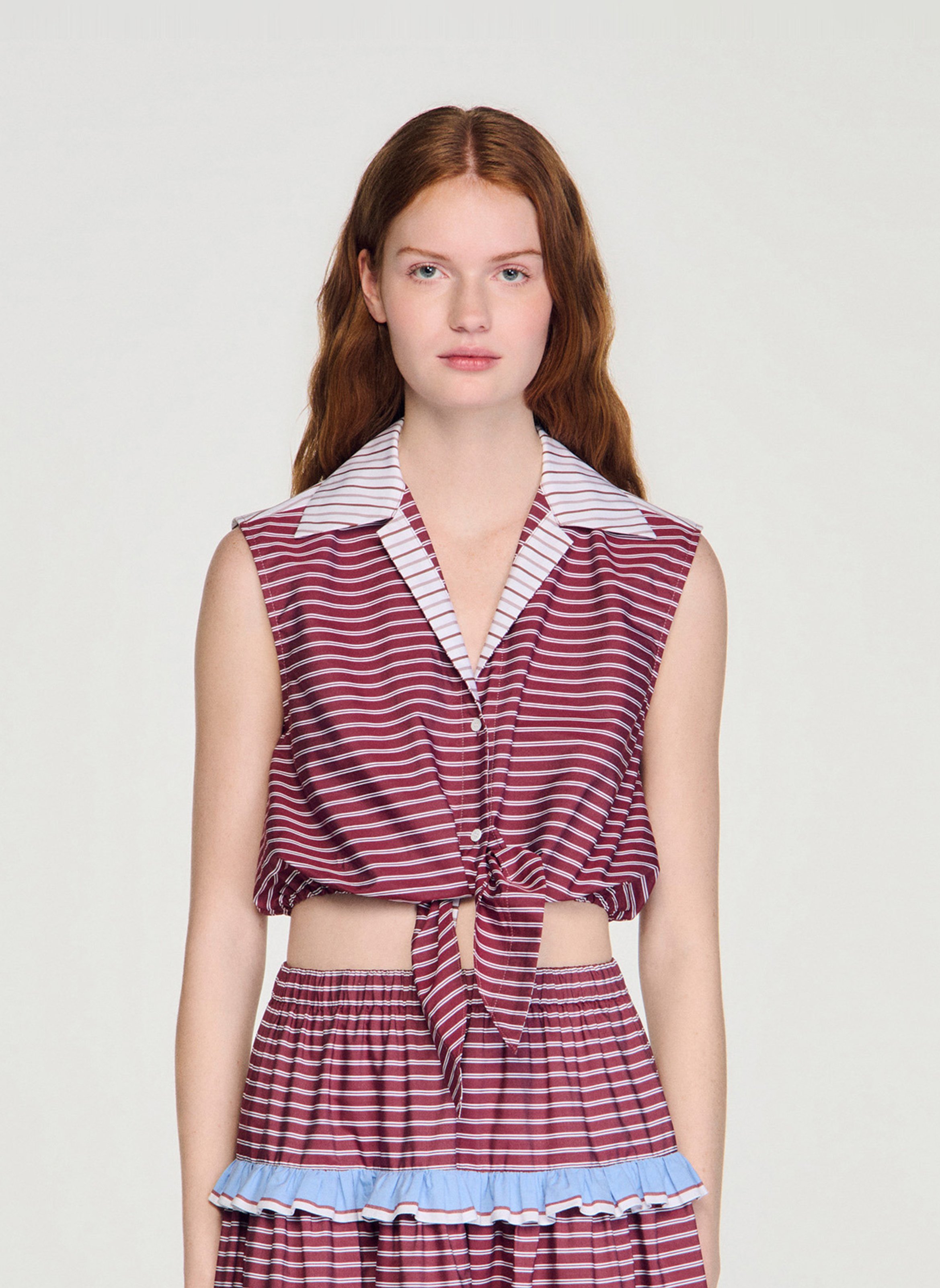 Chemise col classique en coton SANDRO Rouge