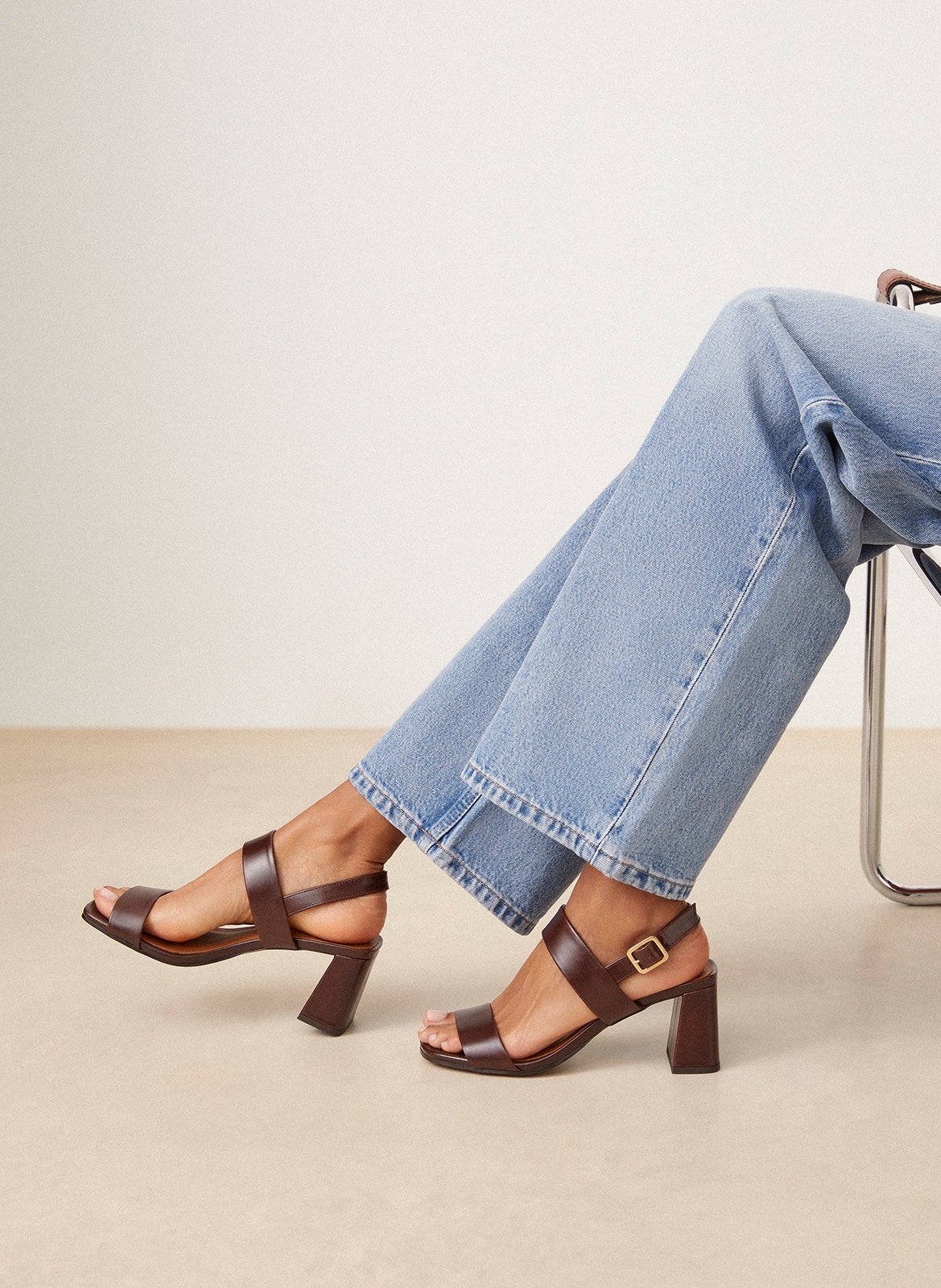 Sandales à talon en cuir n°624 RIVECOUR Marron