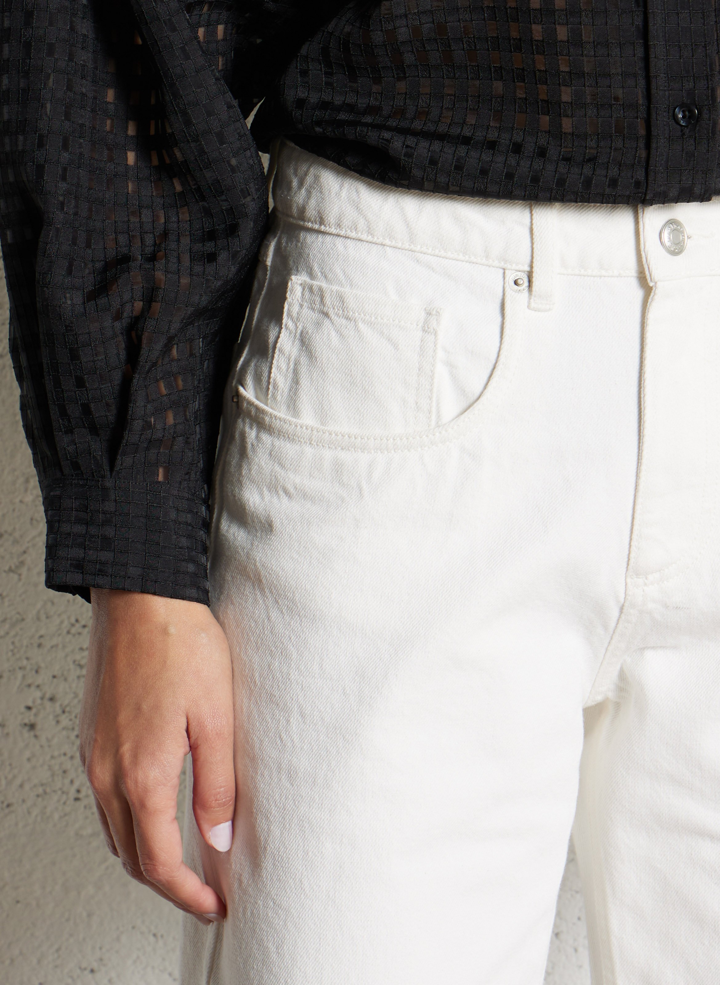 Jean droit taille haute en coton anders IKKS Blanc