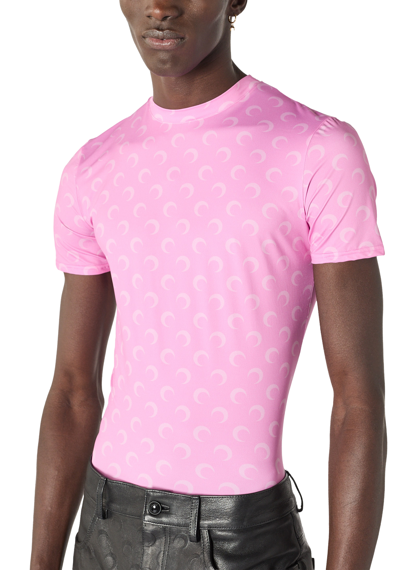 Top en jersey imprimé moon à col rond et manches courtes unisexe MARINE SERRE Rose