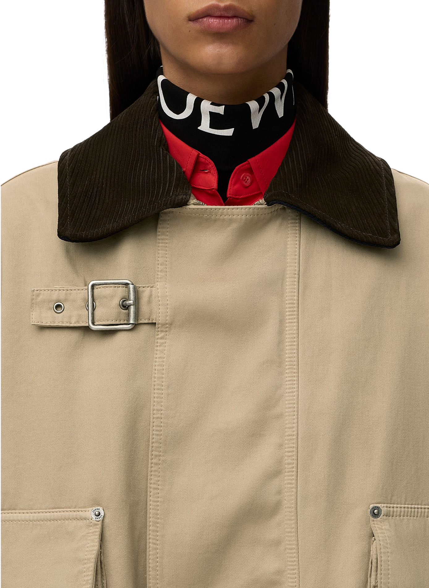 Veste col à col contrasté en coton LOEWE Beige