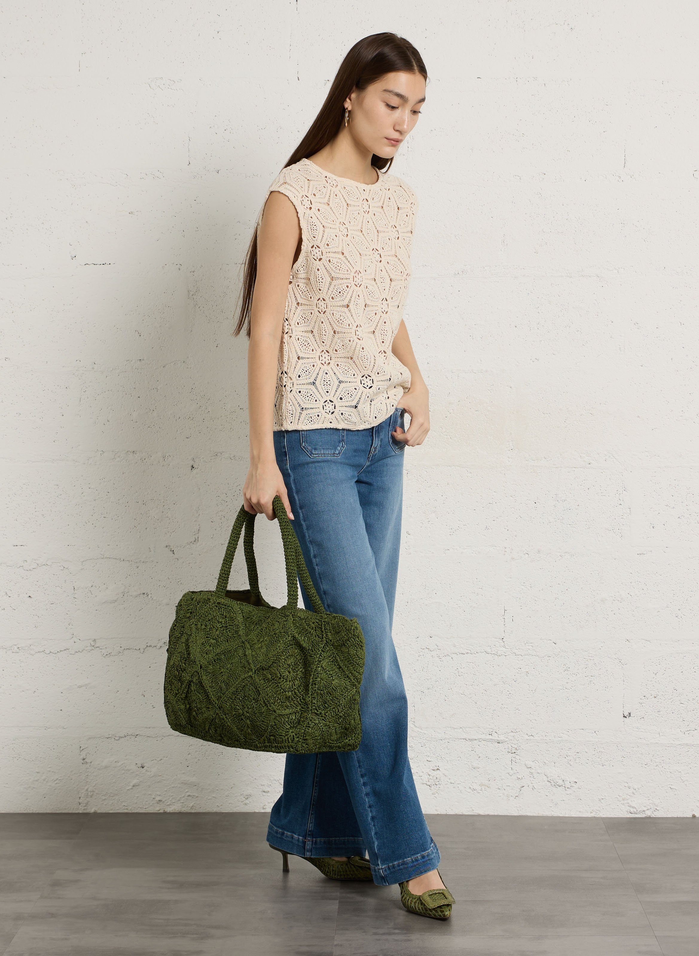 Cabas en raphia marlon MAISON 123 Kaki