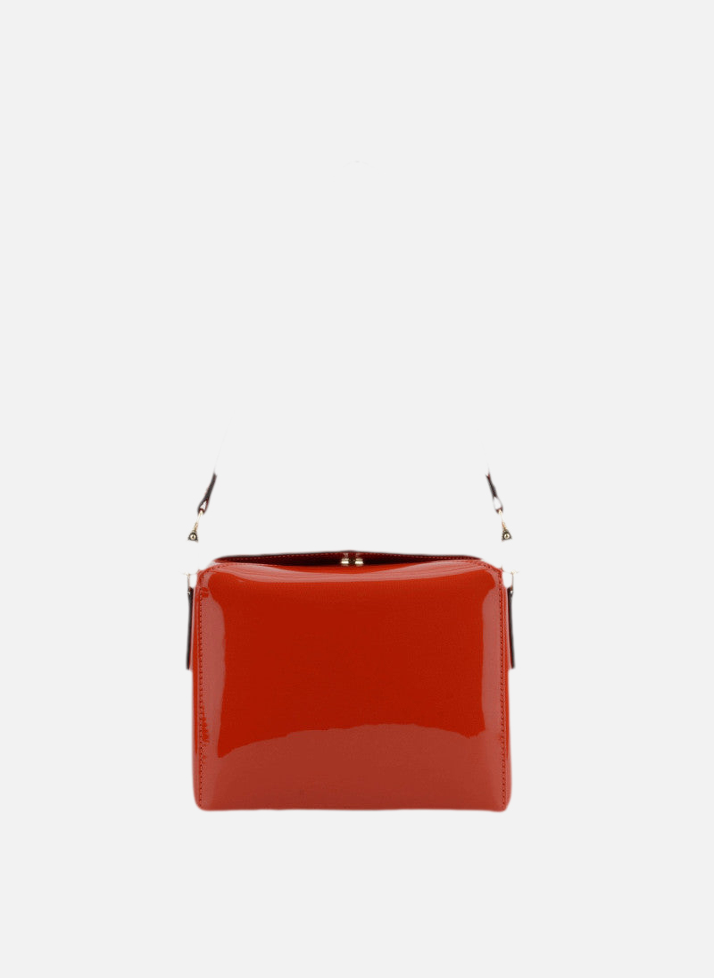 Cassetta vernis | sac porté épaule en cuir de vachette | Rouge POURCHET Femme