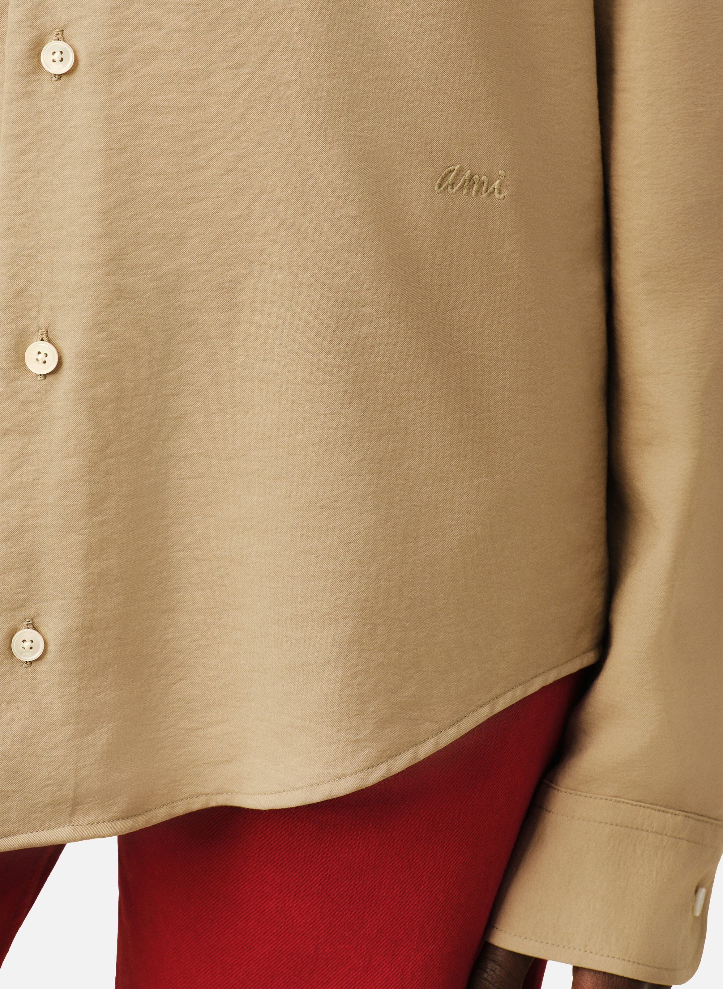 Chemise boxy unisexe en twill de viscose AMI PARIS Beige