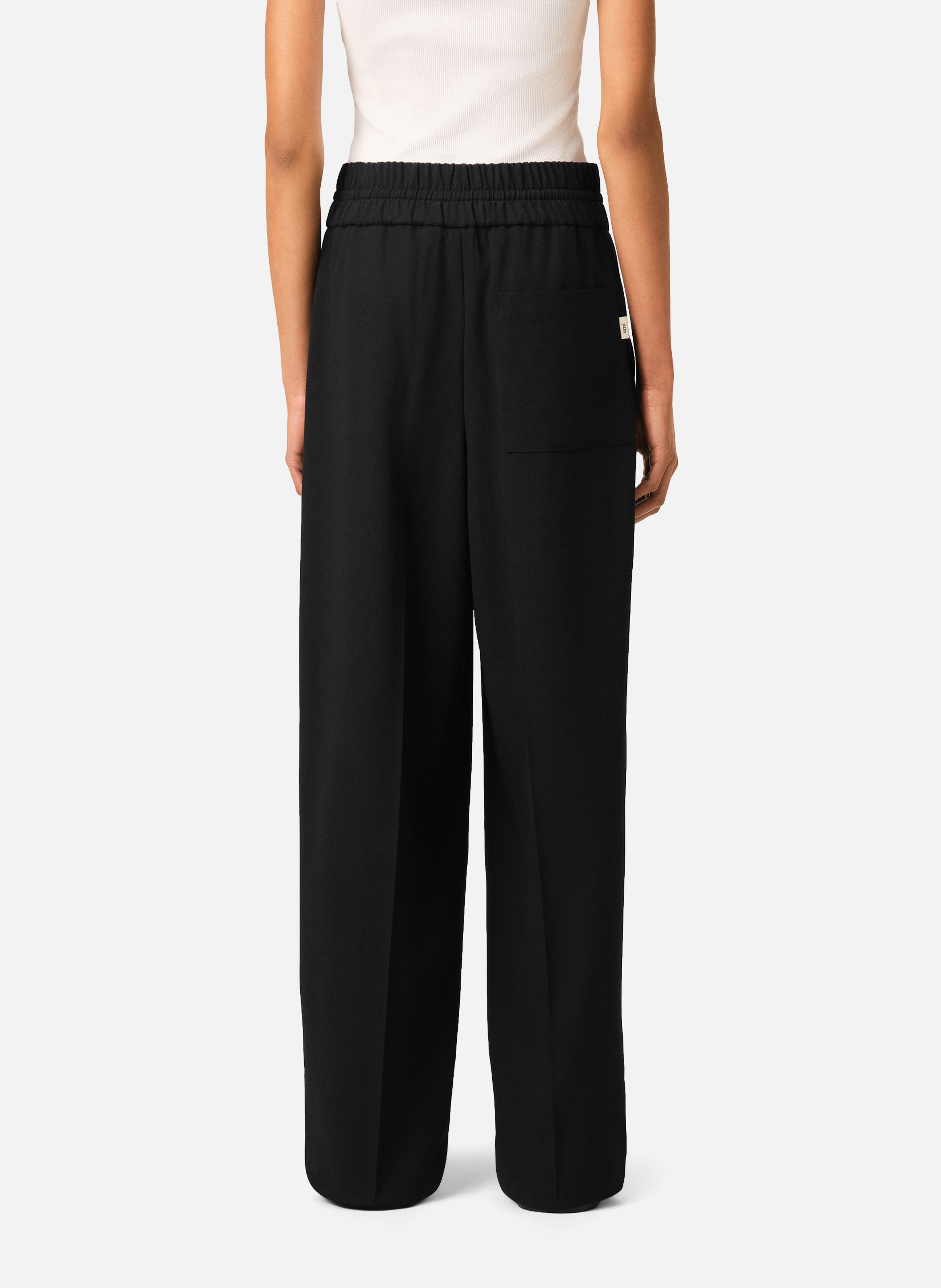 Pantalon unisexe en laine taille élastiquée AMI PARIS Noir