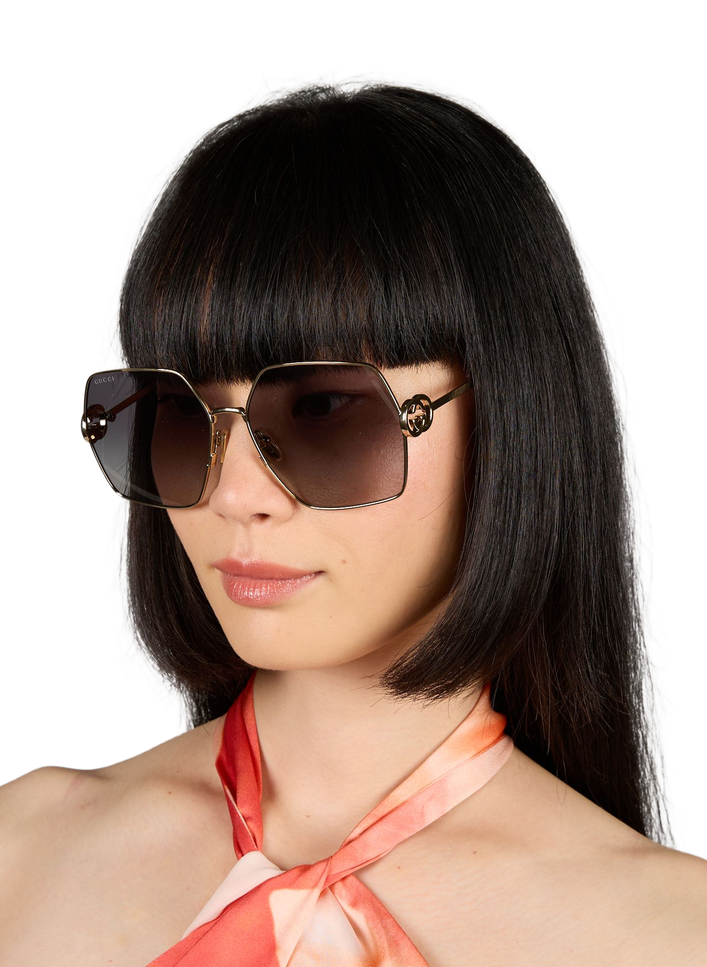 Angular Metallic Sunglasses GUCCI Golden