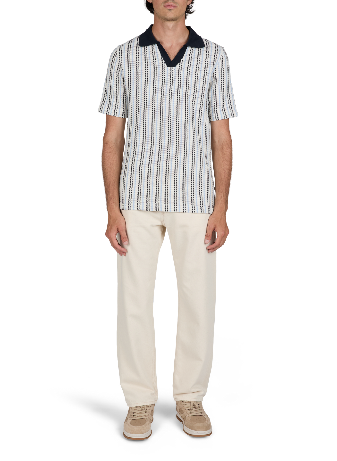Short-sleeved striped Samac polo SAMSOE SAMSOE White
