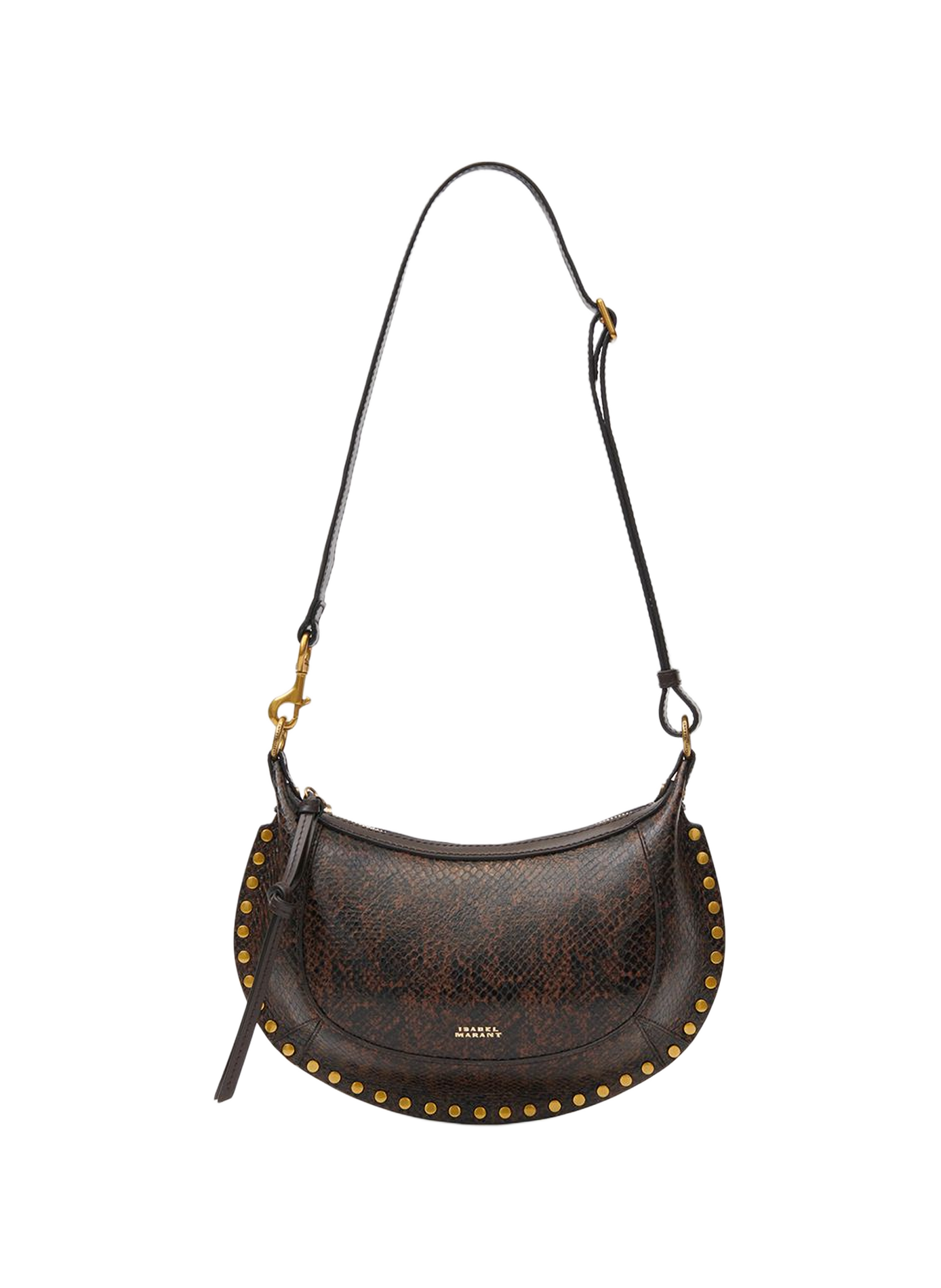 Oskan Moon bag in python-effect grained leather ISABEL MARANT Brown