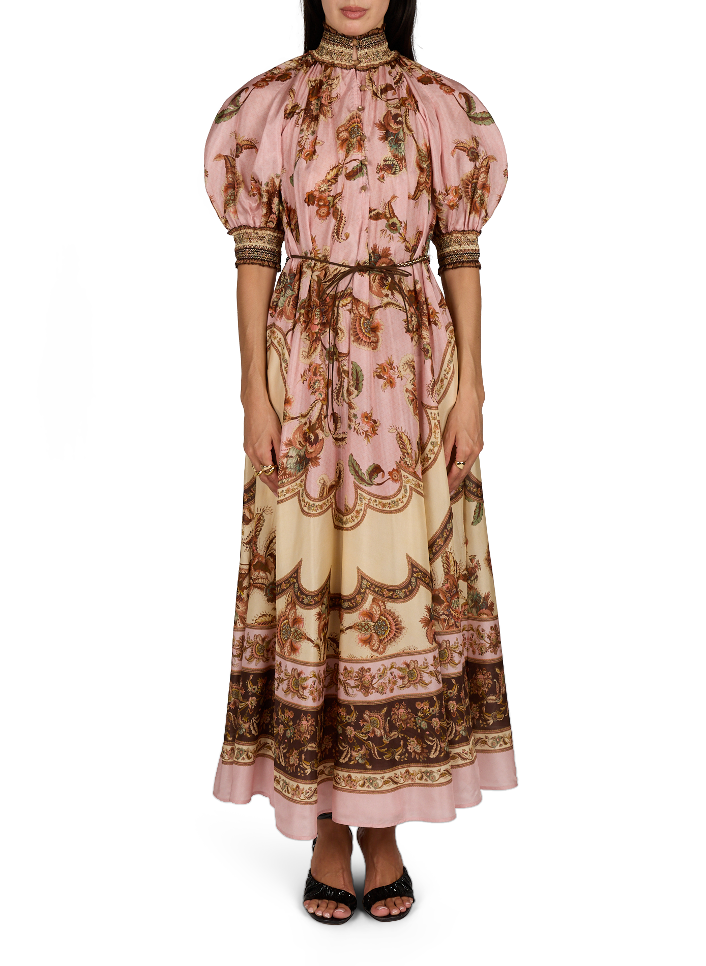 Robe longue évasée imprimée ZIMMERMANN Rose