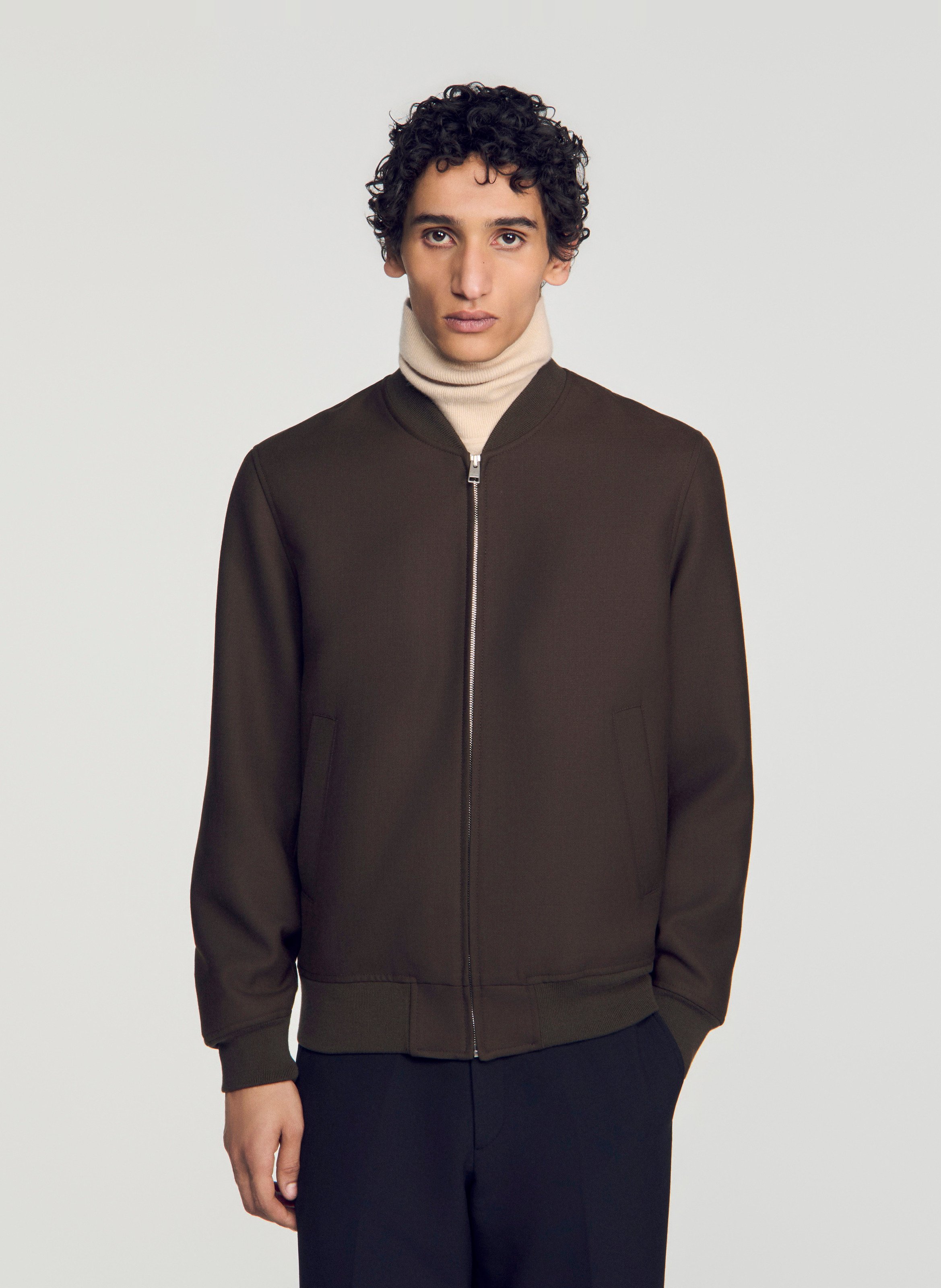 Blouson col teddy SANDRO Beige