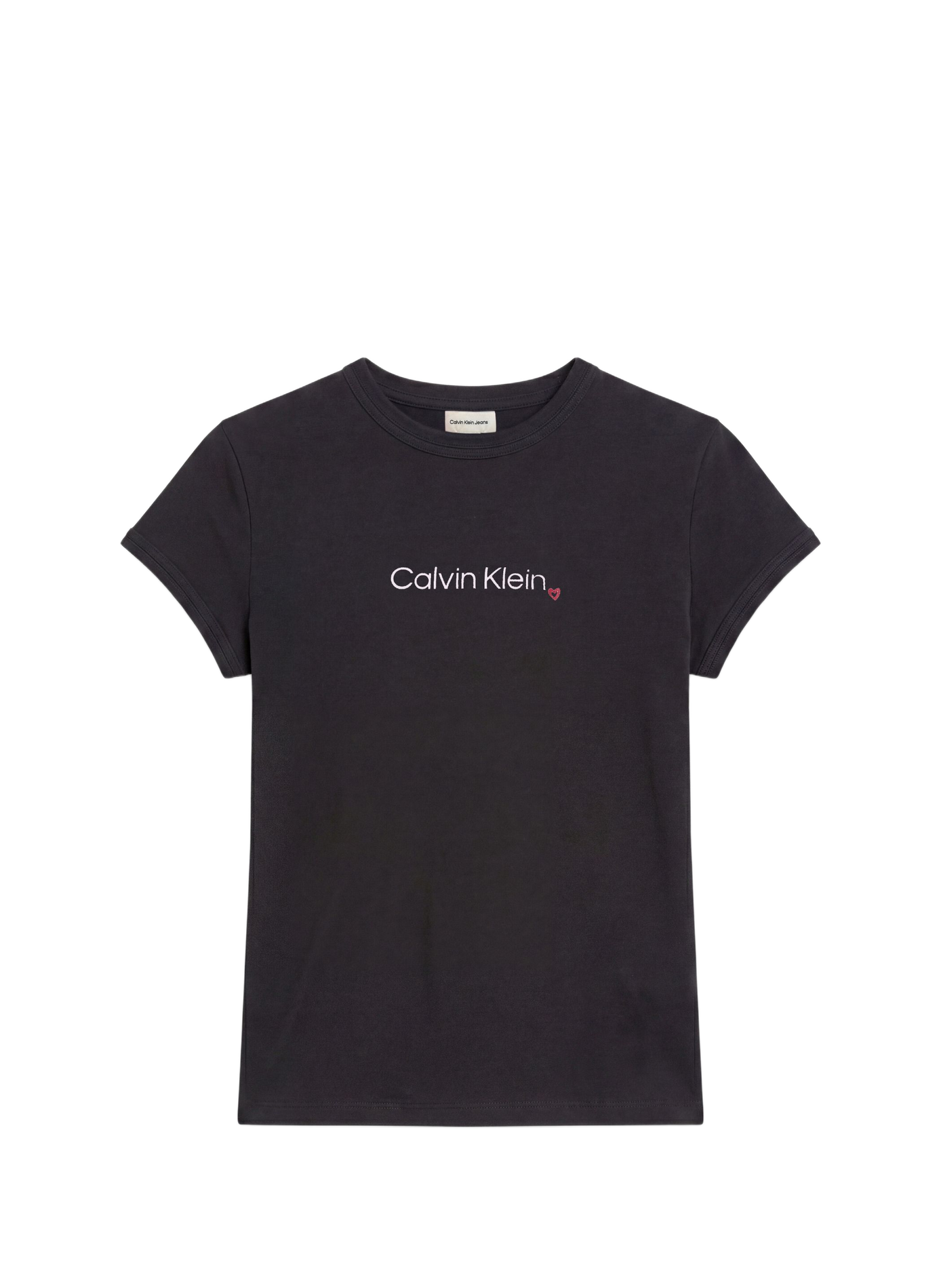 T-shirt moulant à logo en coton mélangé CALVIN KLEIN Noir
