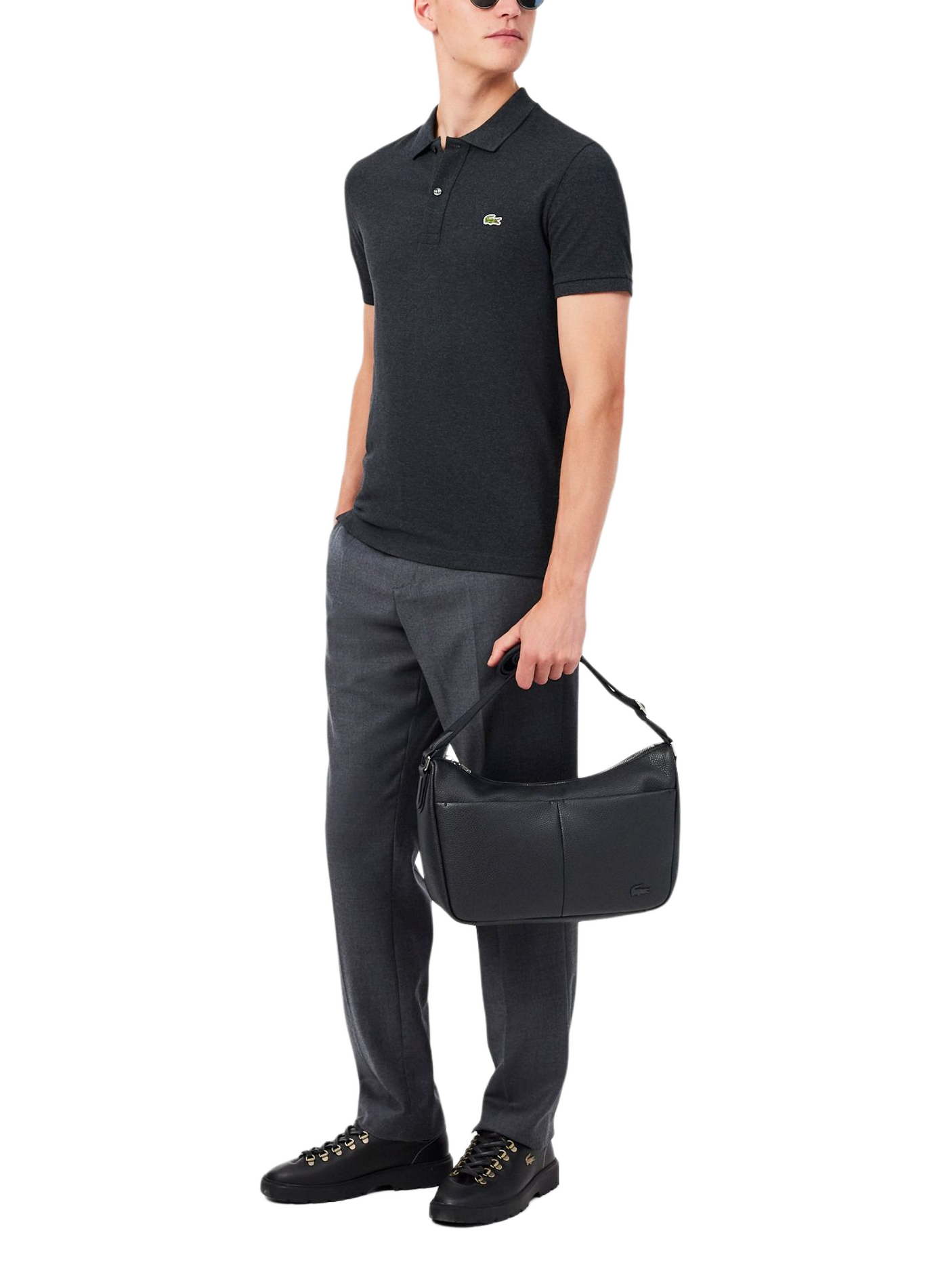 Sac bandoulière en cuir mélangé LACOSTE Schwarz