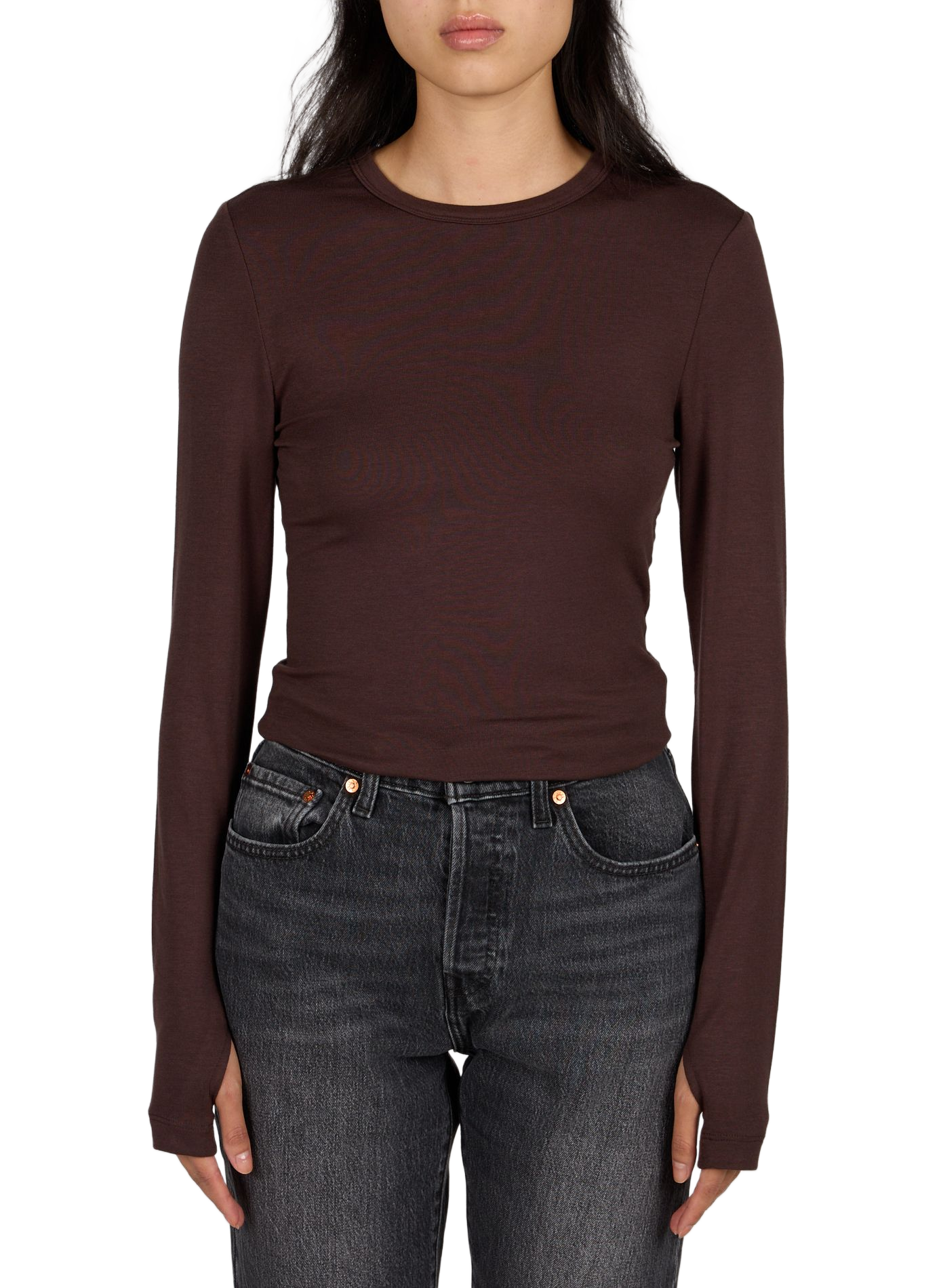 Straight fit round neck solid t-shirt ROUGE EDIT Brown