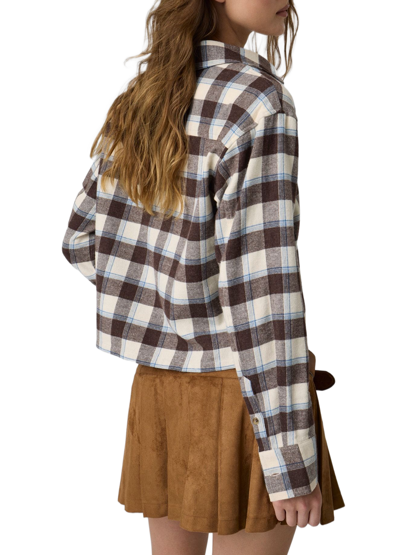 Short plaid cotton shirt GUESS Brown