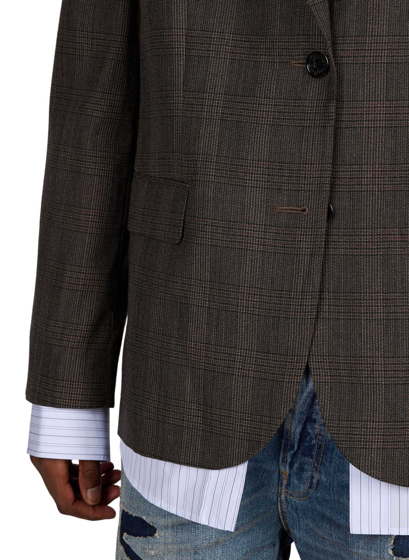 Straight-fit patterned blazer in a wool blend ACNE STUDIOS Brown