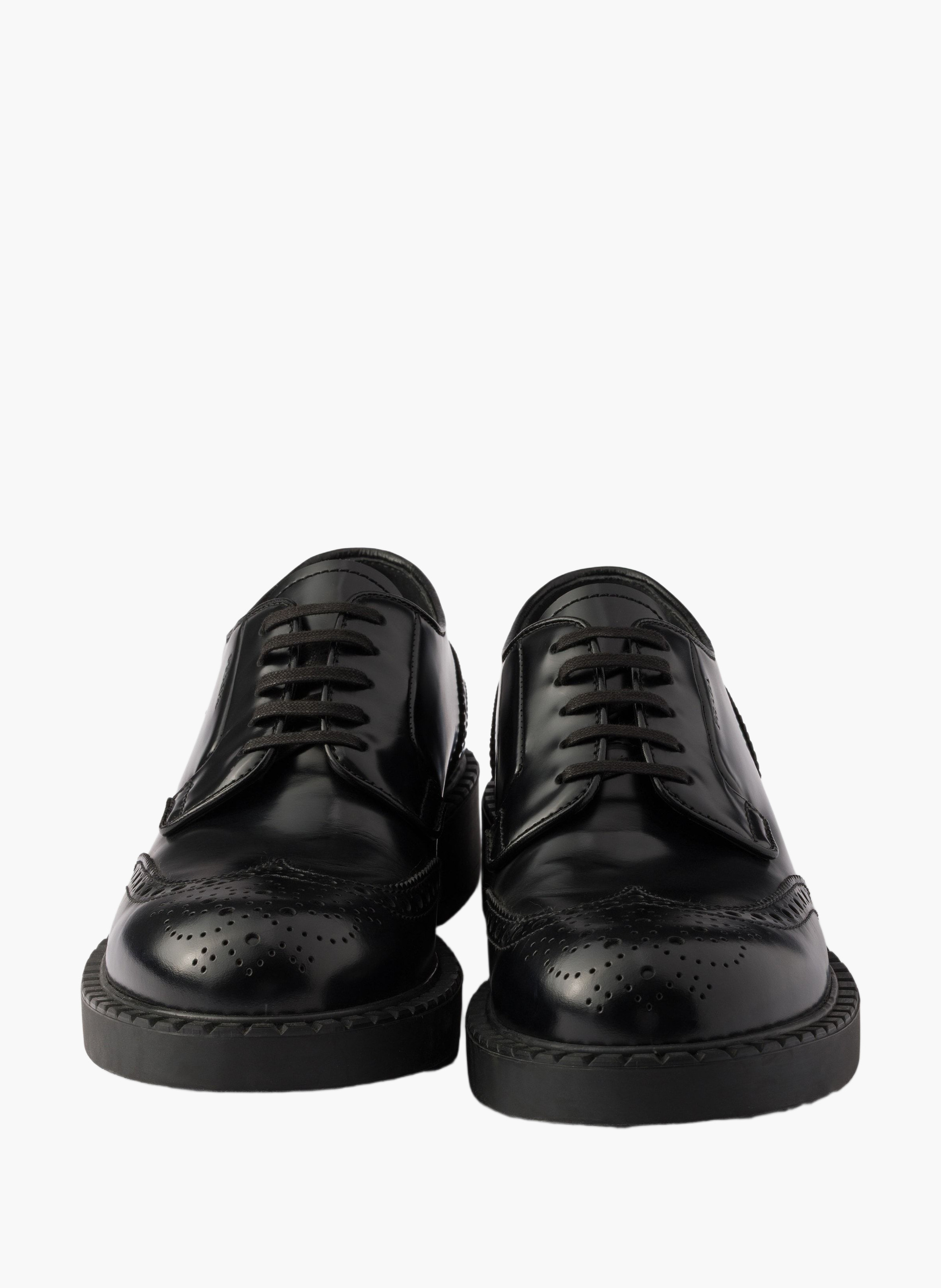 Derbies brogue en cuir brossé PRADA Noir