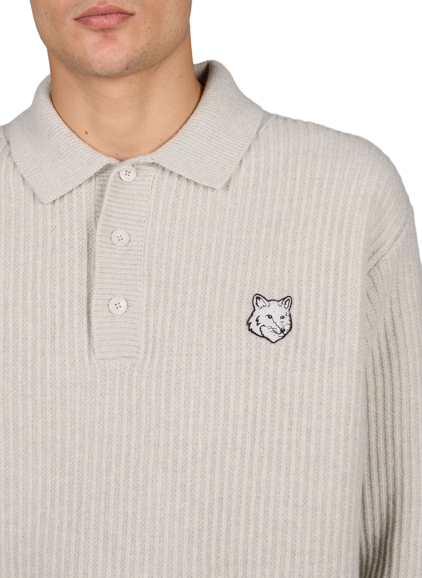 Langarm-Wollpolo MAISON KITSUNÉ Grau