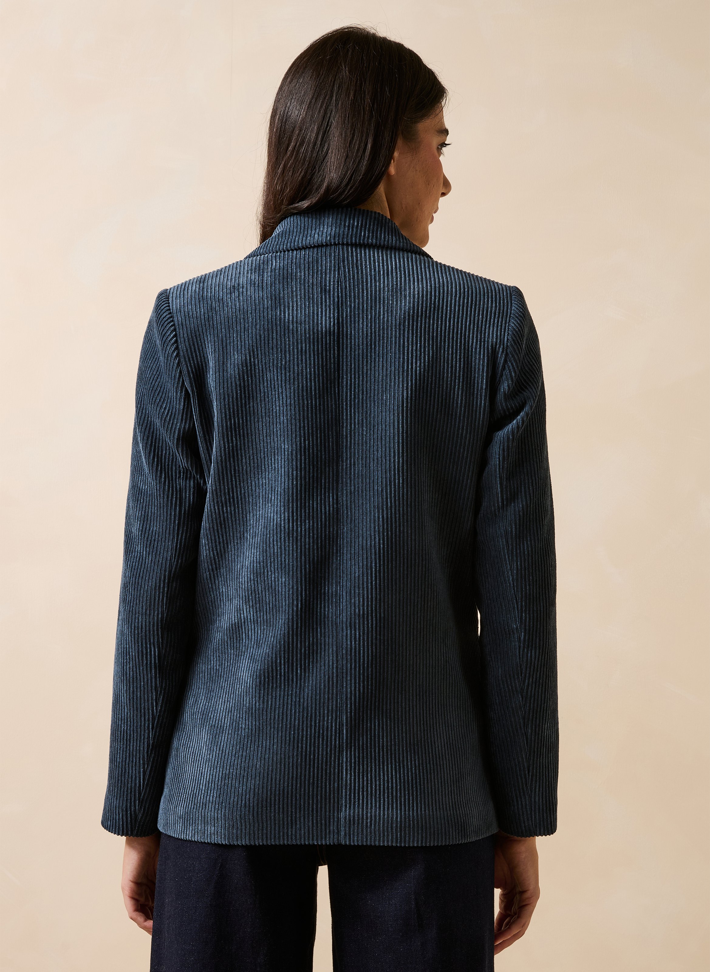 Recht gesneden blazer van ribfluweel LA FEE MARABOUTEE Blauw