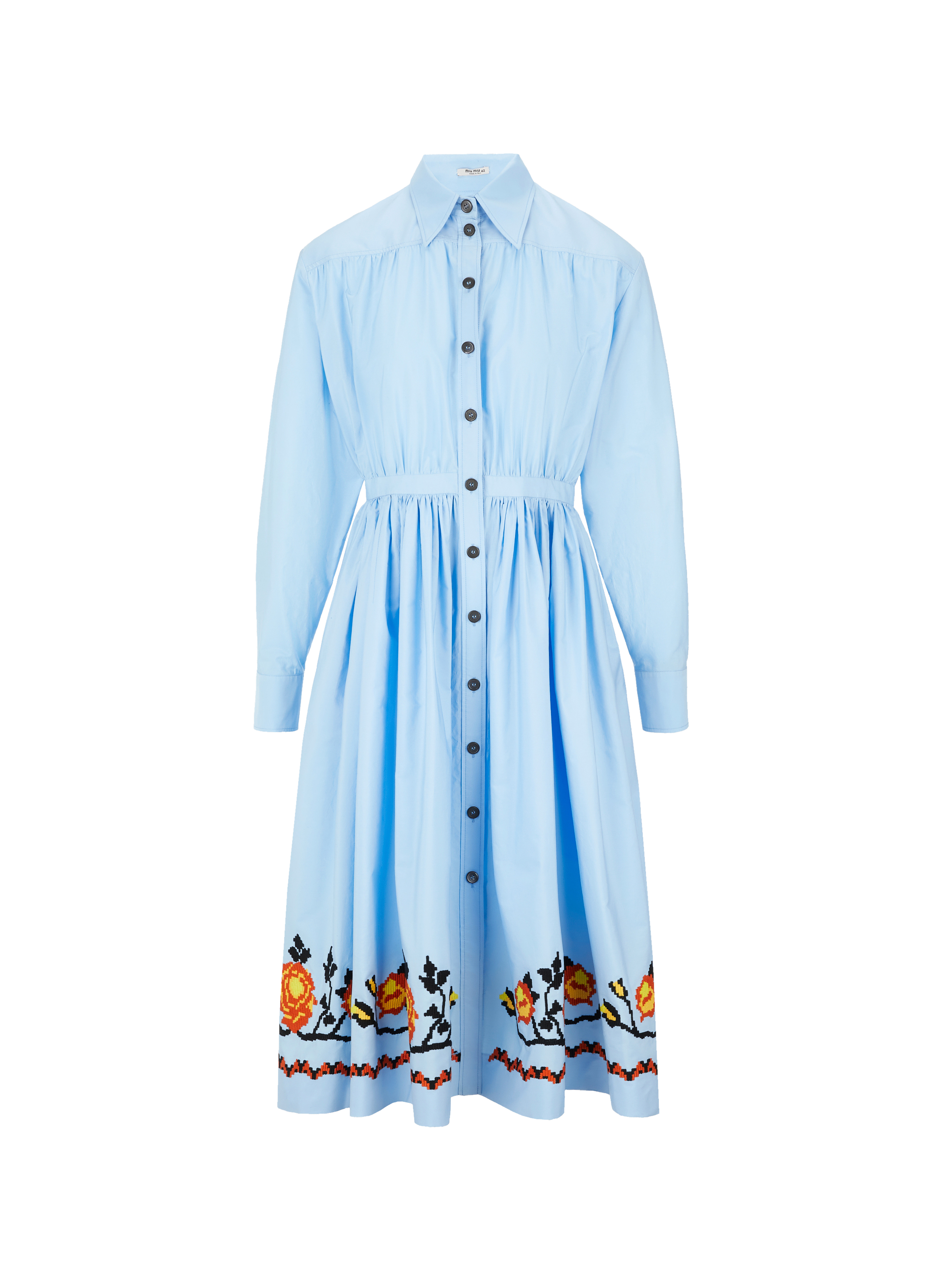 Robe midi ceinturé en popeline