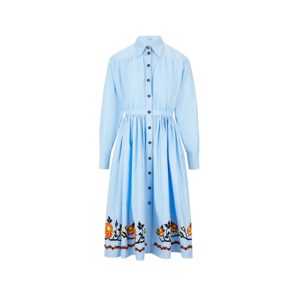 Robe midi ceinturé en popeline