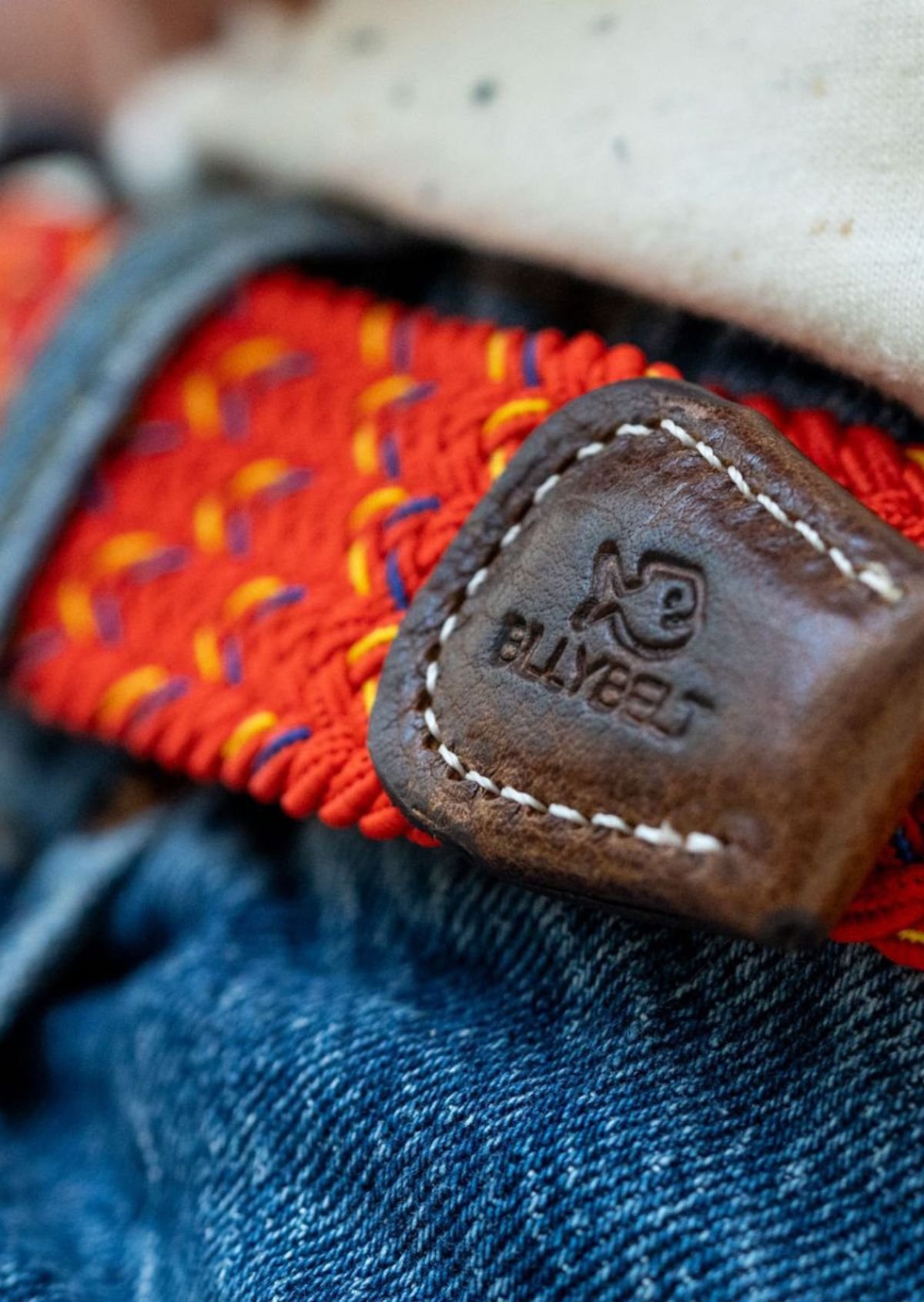 Ceinture tressée élastique multicolore BILLYBELT Rouge