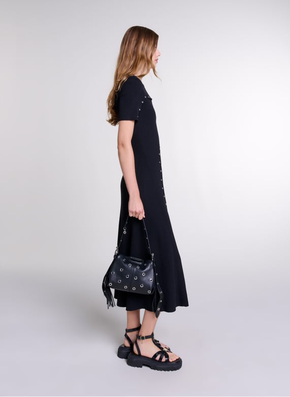Robe Longue Col Rond En Maille - Maje Femme | Printemps.com