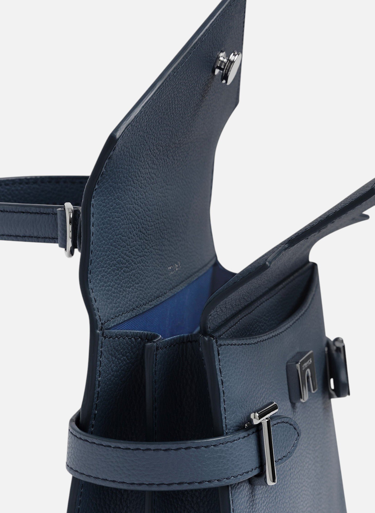 Petit sac à main double rabat emilie en cuir grainé LE TANNEUR Bleu