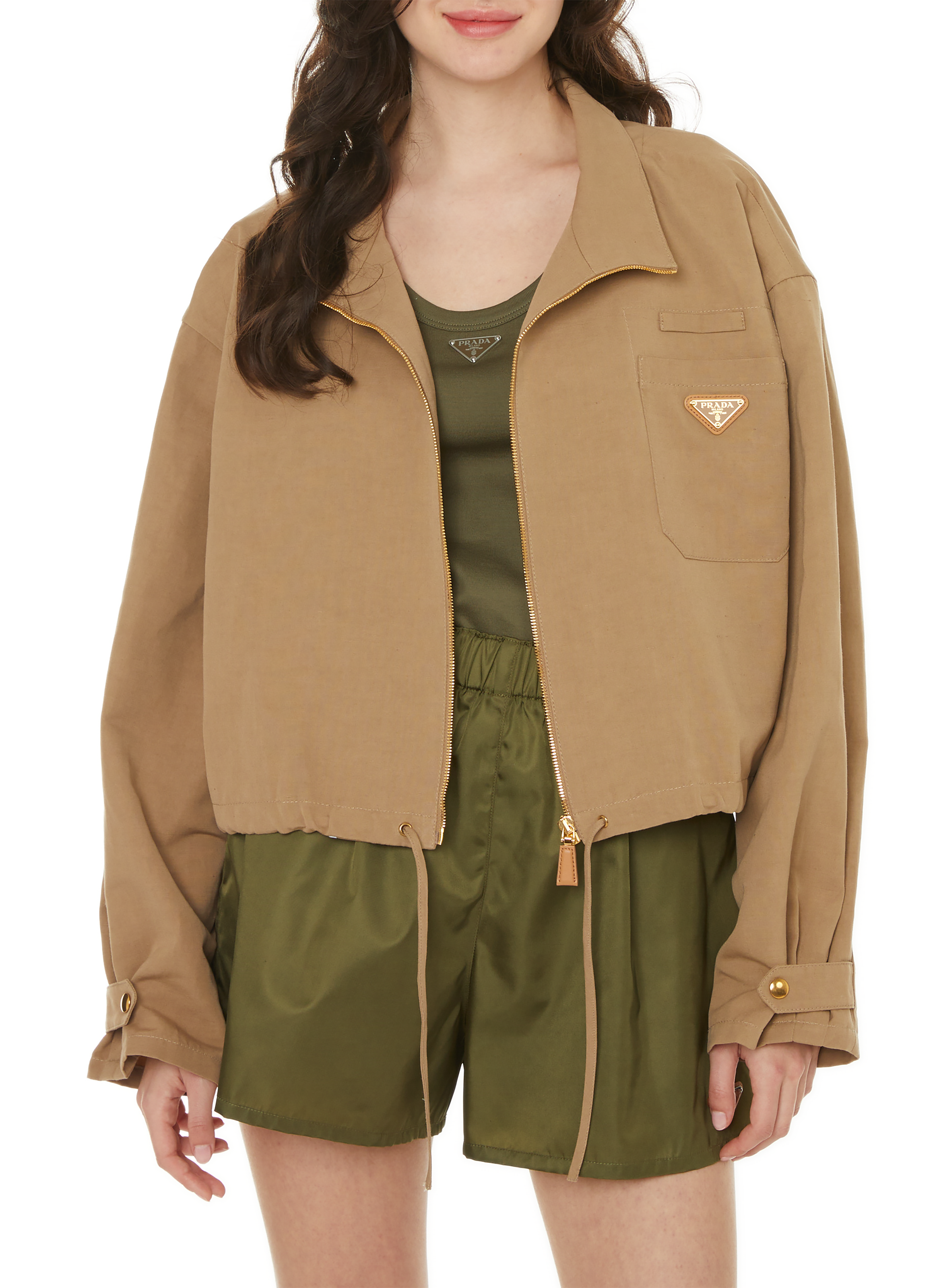 PRADA Cotton and linen jacket Brown