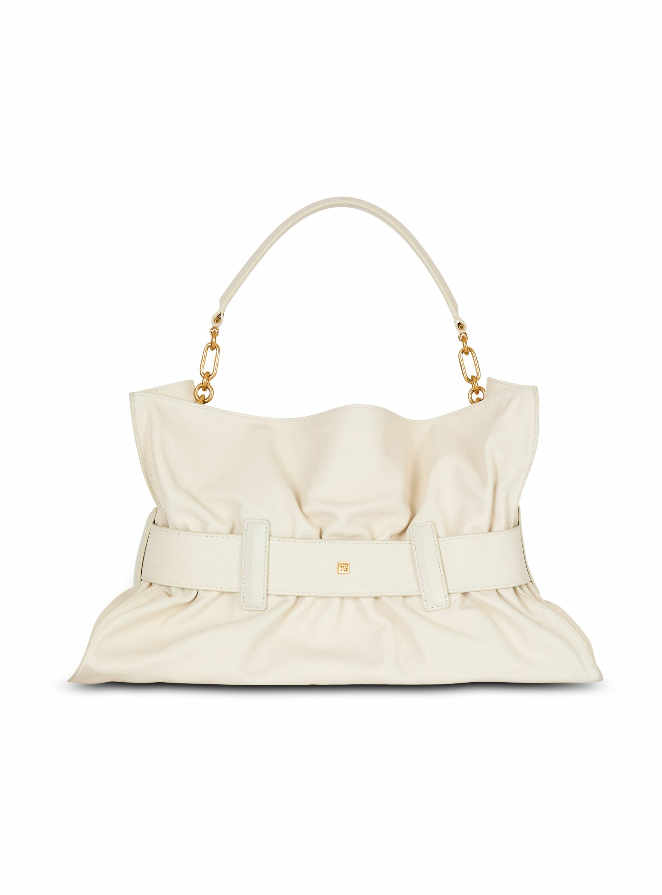 Sac anthem medium shoulder en cuir BALMAIN Blanc