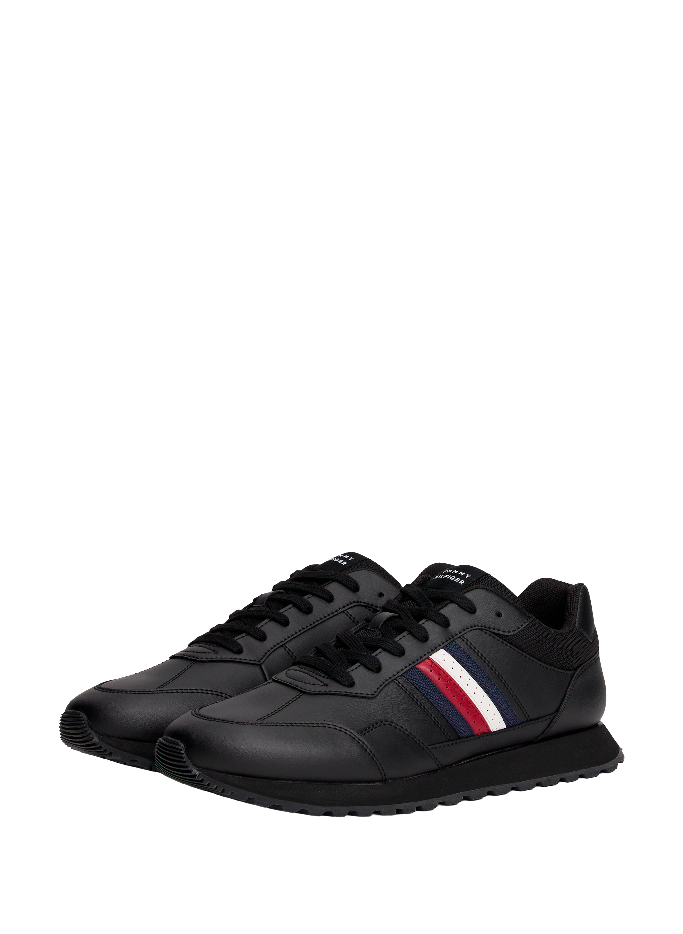 Iconic leather chunky sneakers TOMMY HILFIGER Black