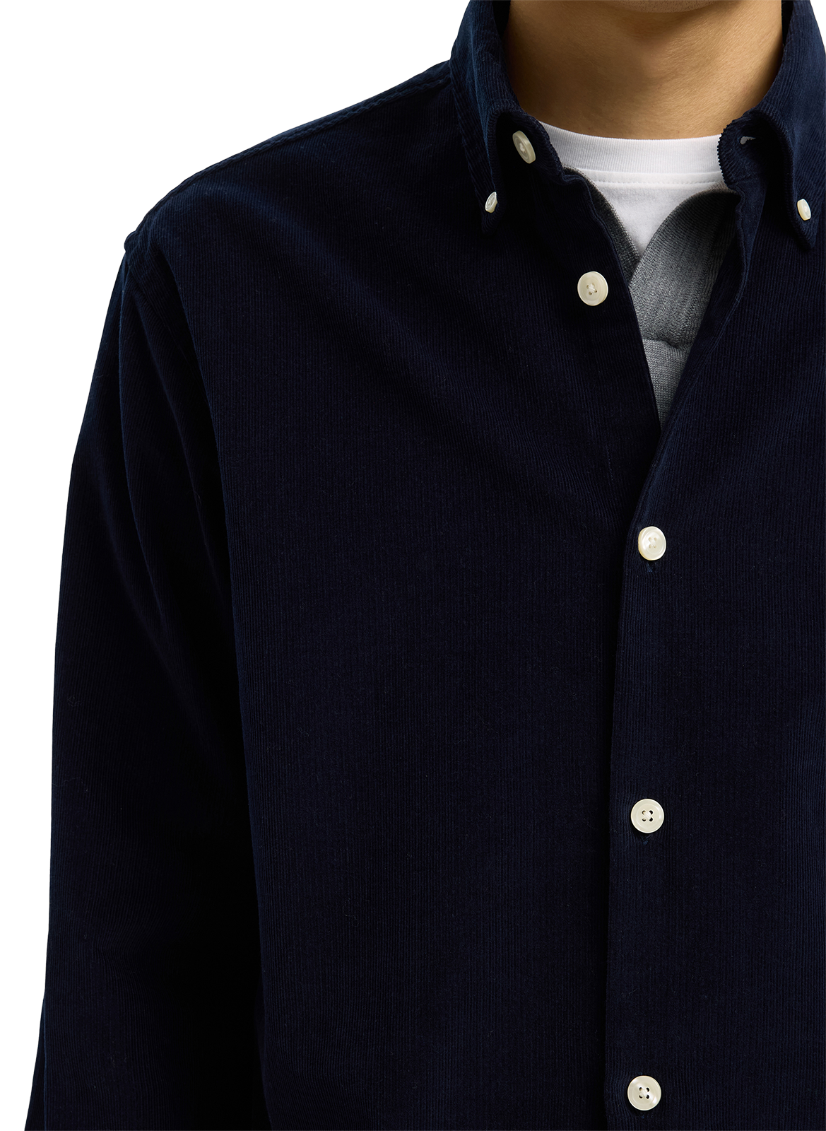 Chemise col américain en coton SELECTED Bleu