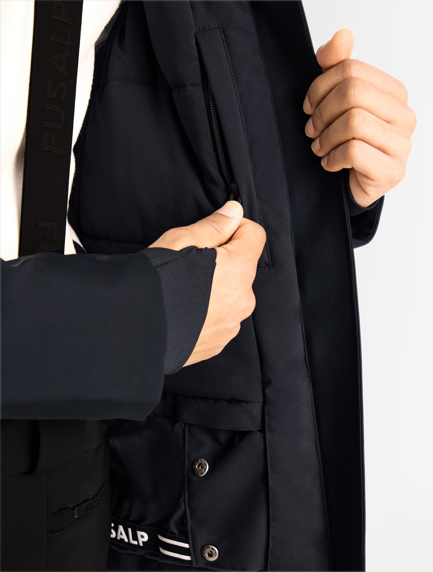 Veste de ski power col montant coupe regular Noir