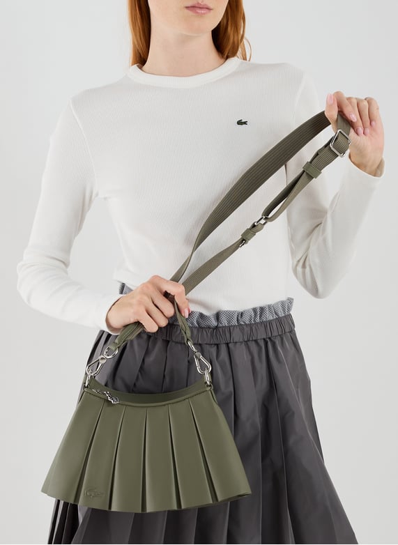 Petit sac Lenglen plissé en cuir | Kaki by LACOSTE Petit sac Lenglen plissé en cuir Kaki