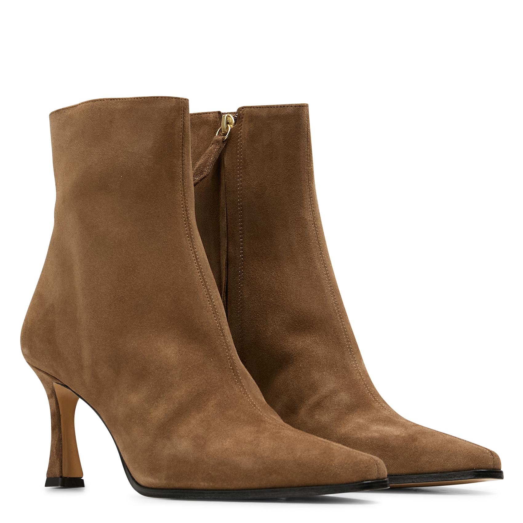 Bottines à talons en cuir velours n°713 RIVECOUR Marron