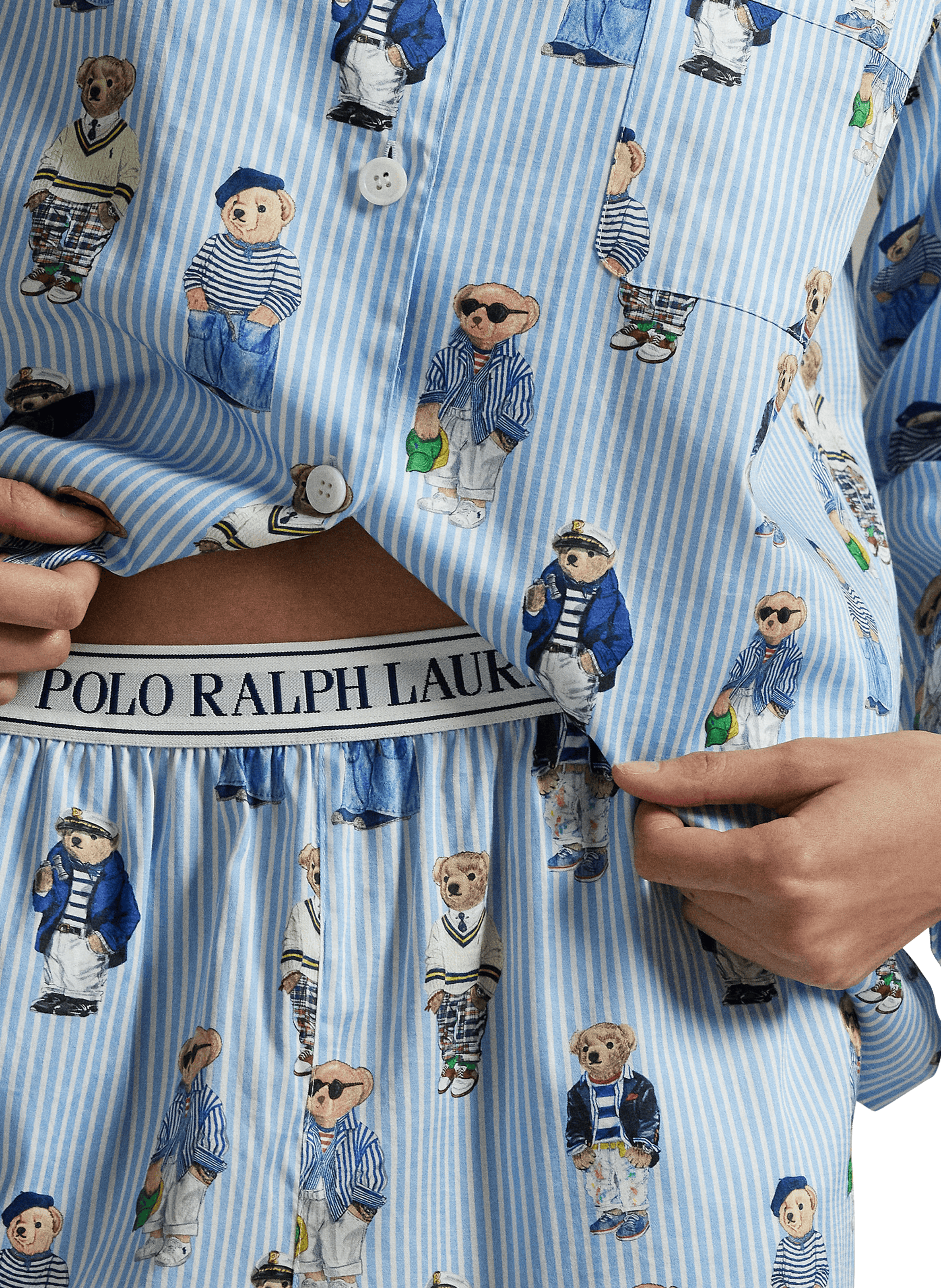 Ensemble de pyjama imprimé à rayures en coton POLO RALPH LAUREN Bleu