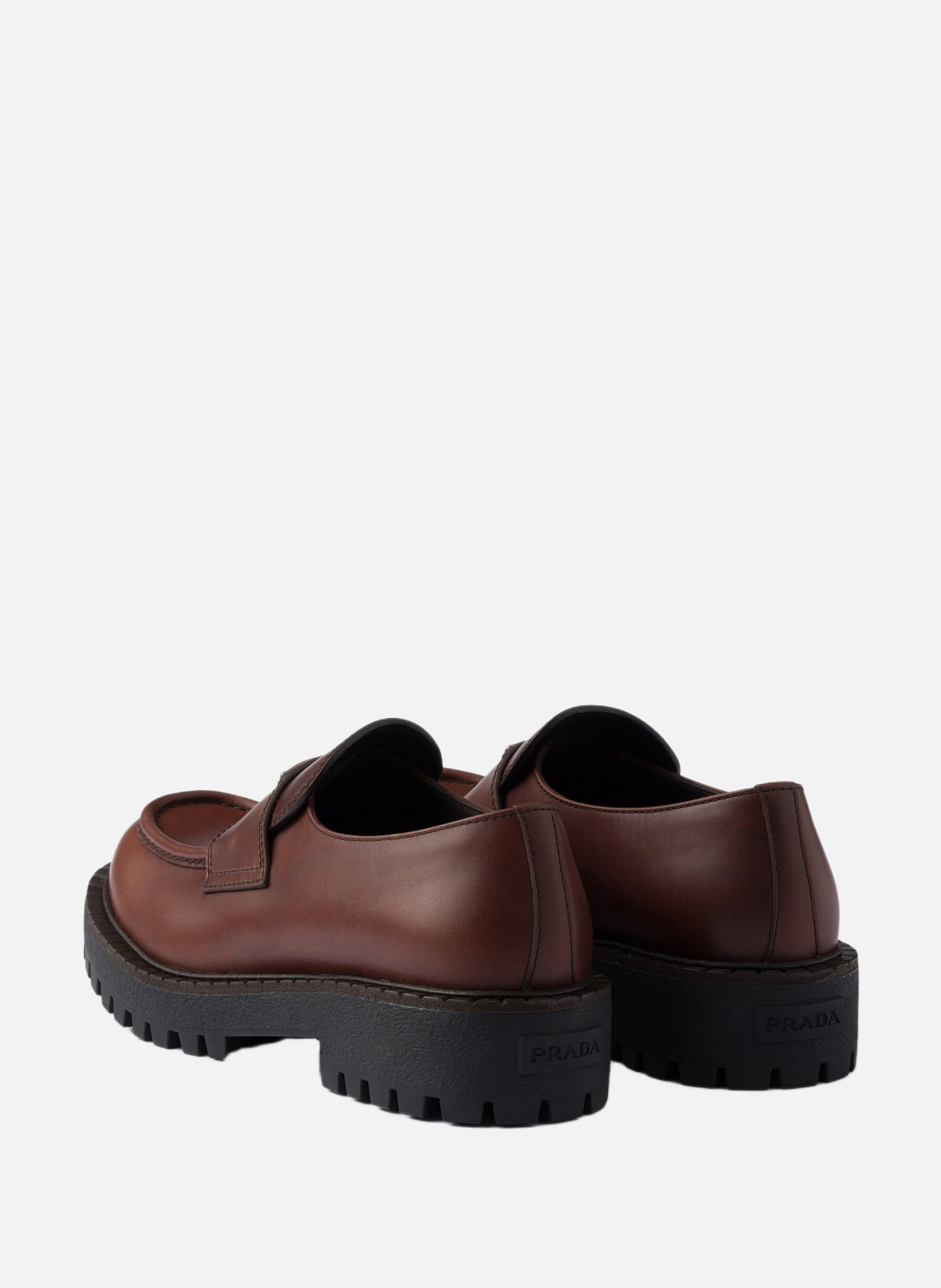Mocassins en cuir PRADA Marron